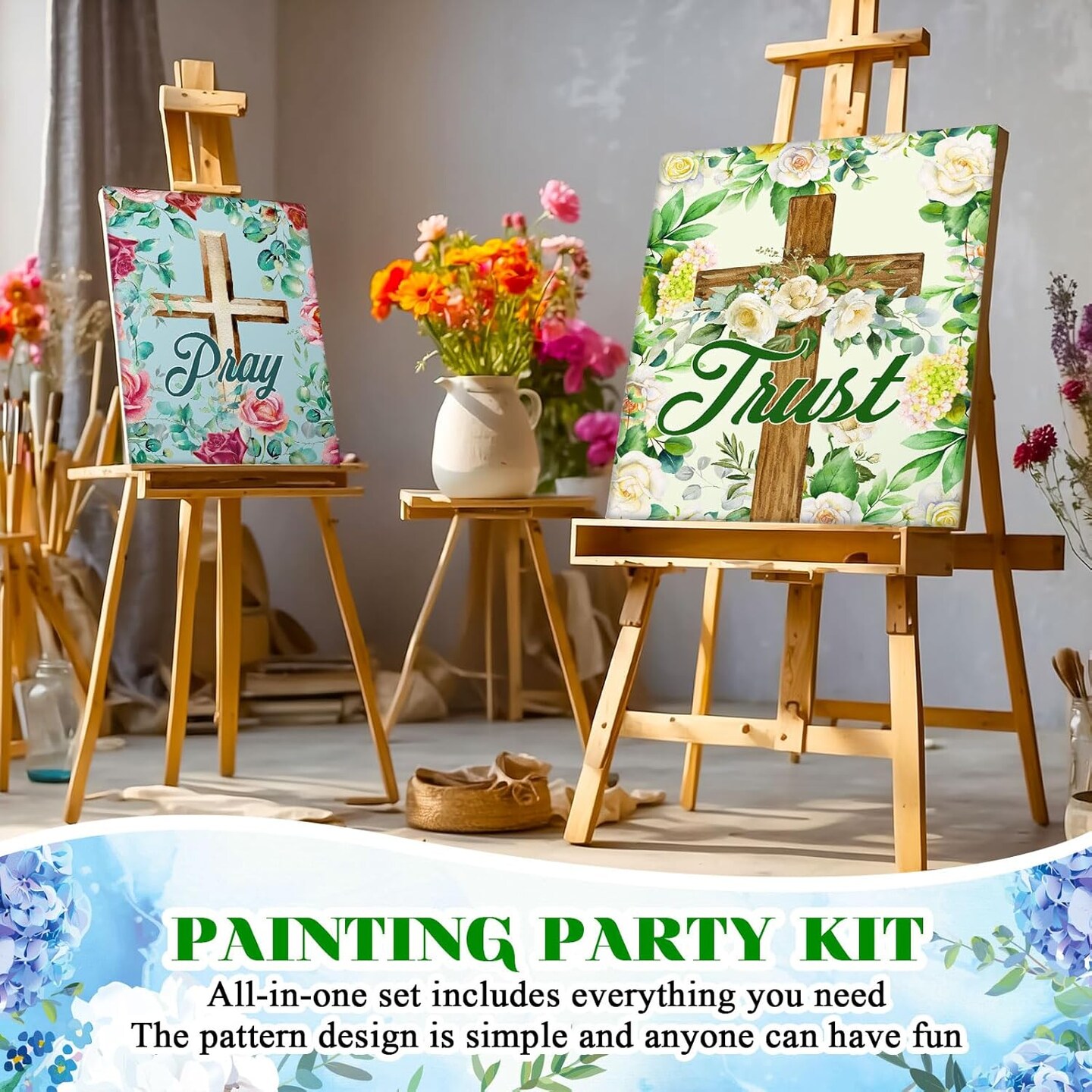 8 Sets 8&#x22; x 10&#x22; Inspirational Cross Pre Drawn Canvas to Paint (multicolor) 10.24 x 8.66 x 0.99 inches