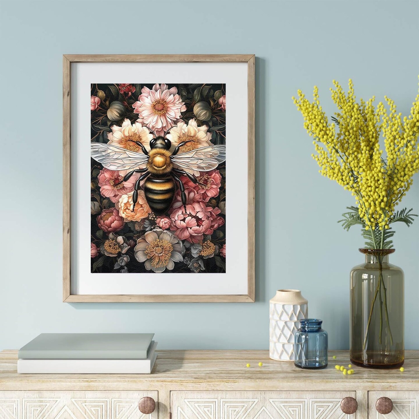 Bee Diamond Art Painting Kits for Adults – Full Drill 5D DIY Diamond Dots Paintings, Flower Gem Art for Beginners, 12x16 Inch