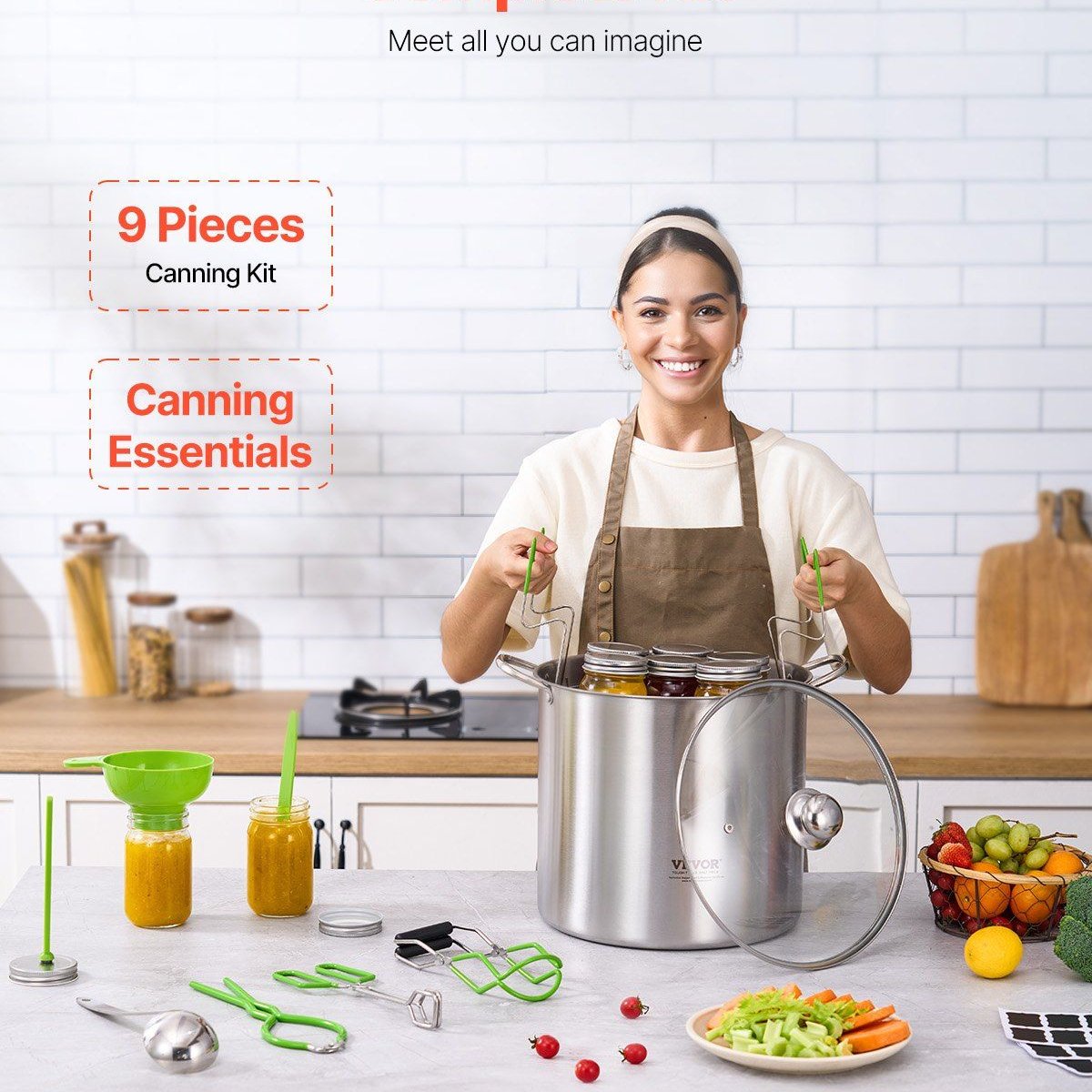Canning Supplies Starter Kit Stainless Steel Water Bath Cannner