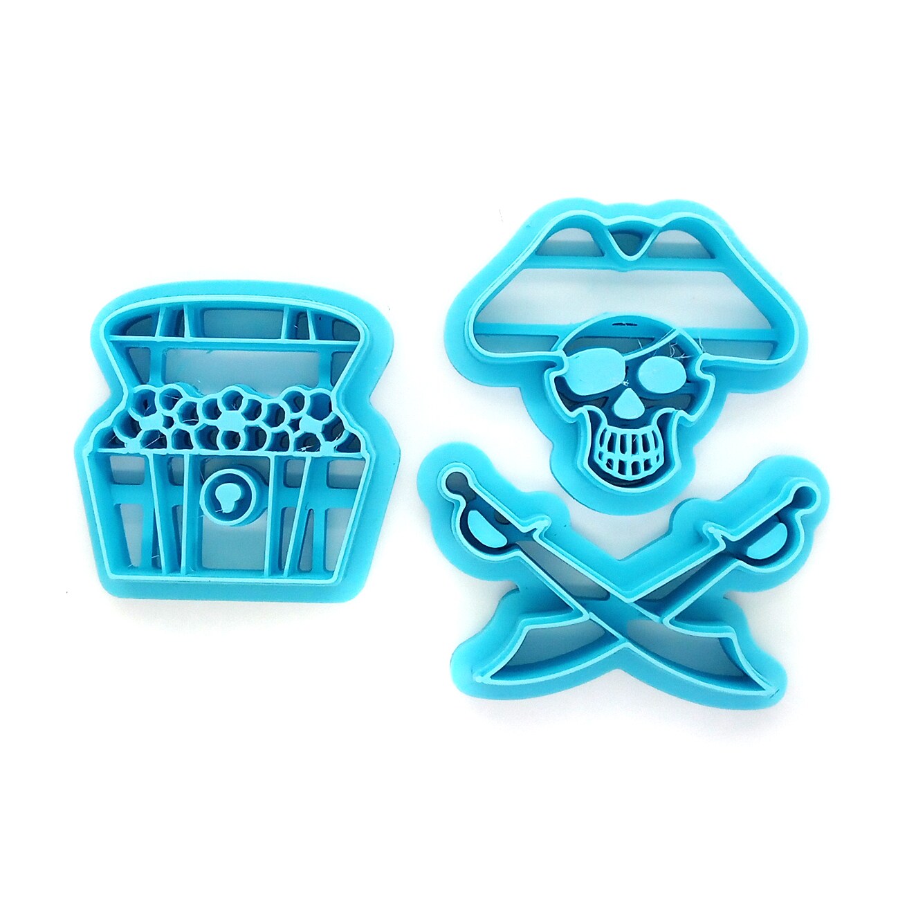 Pirate Clay Cutter Set, 3 pcs, with Skull Bones &#x26; Treasure Chest, Adorabilities