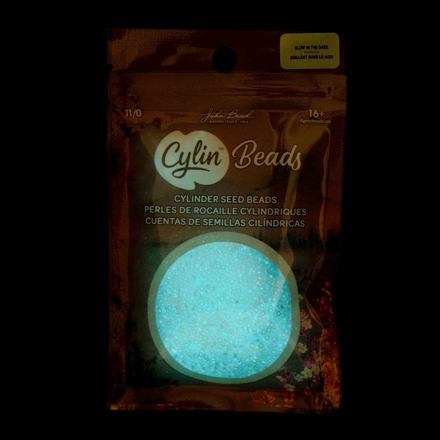 John Bead Glow in Dark Cylin Beads 11/0 Glass Cylindrical Seed Beads, 25g