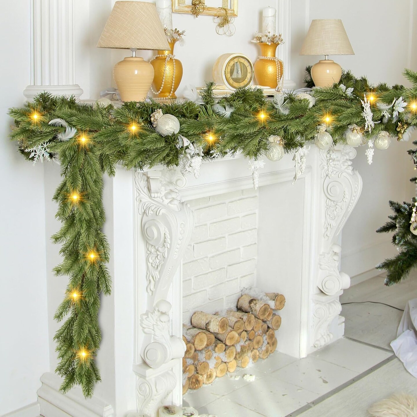 6Ft Prelit Christmas Norfolk Garland(Green)