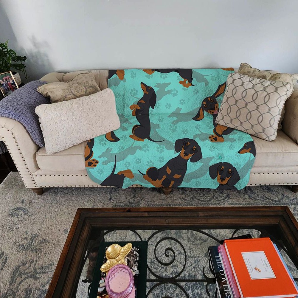 Edge Collections - 50" x 60" - Multicolor - Dachshund Quilted Throw Blanket - 1 Piece