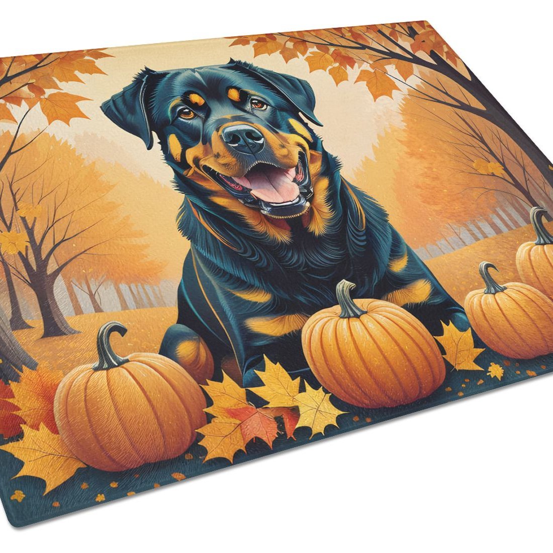 Edge Collections - 15" x 12" - Multicolor - Rottweiler Dog Decorative Glass Cutting Board - 1 Piece