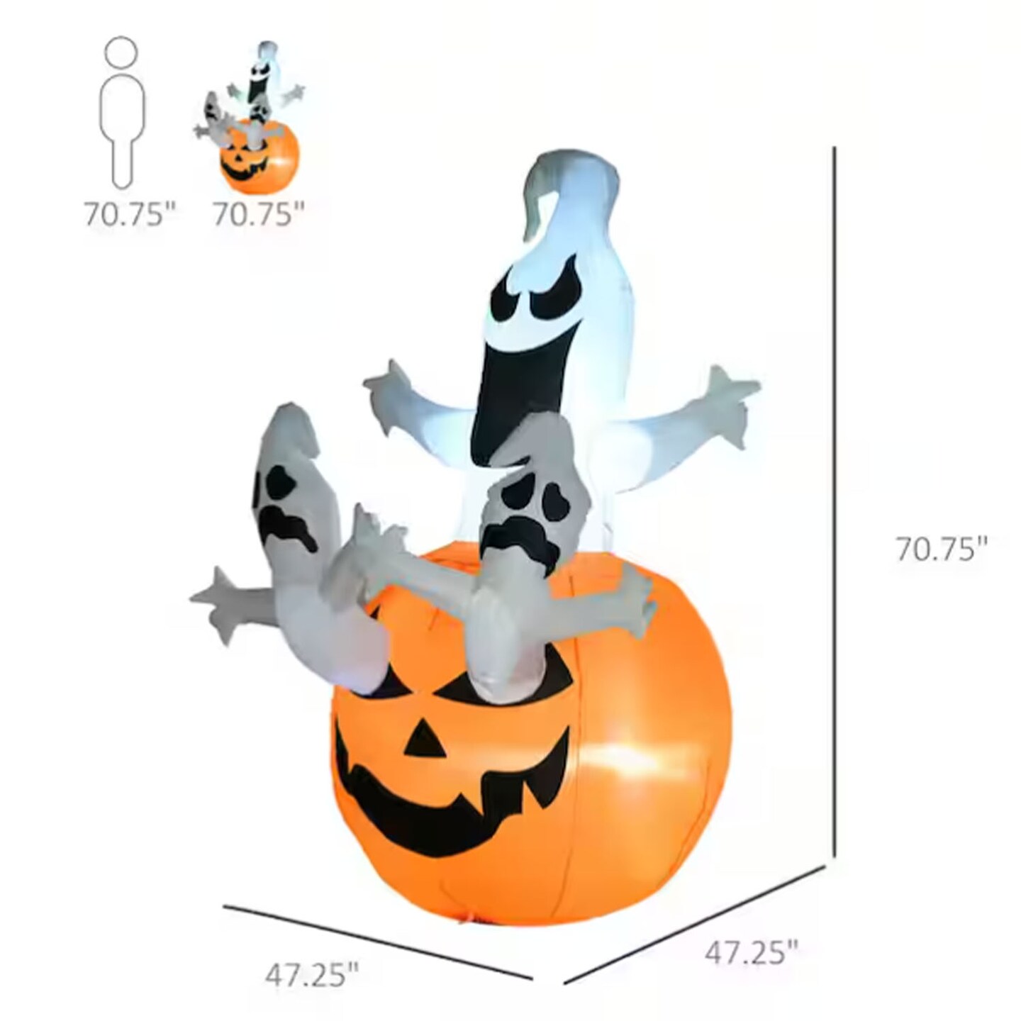 6 Ft LED Jack O Lantern Ghost Halloween Inflatable