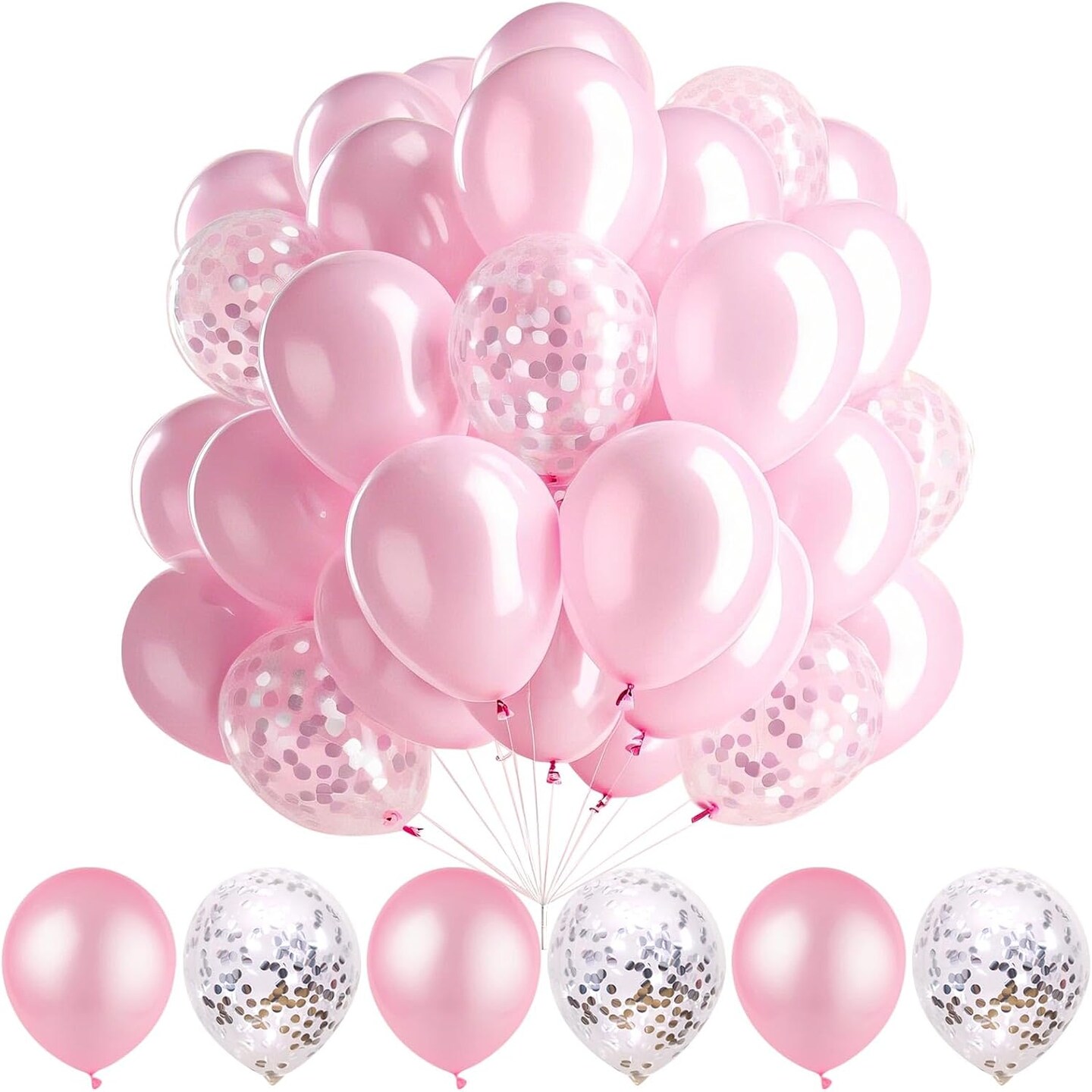 Pink Balloon and Silver Confetti Balloon (Pink)
