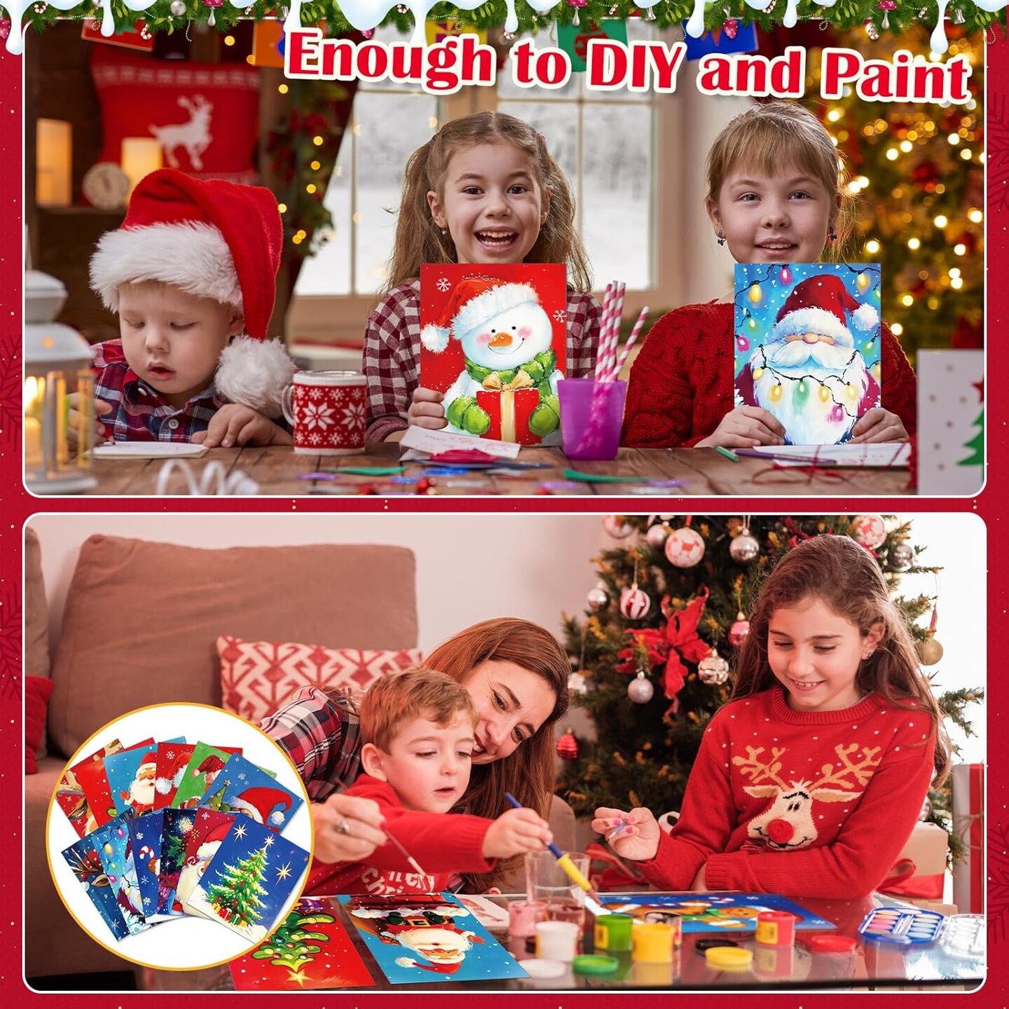 12 Pcs Christmas Pre Drawn Canvases for Painting (	Mainly White) 11.81"L x 10.24"W