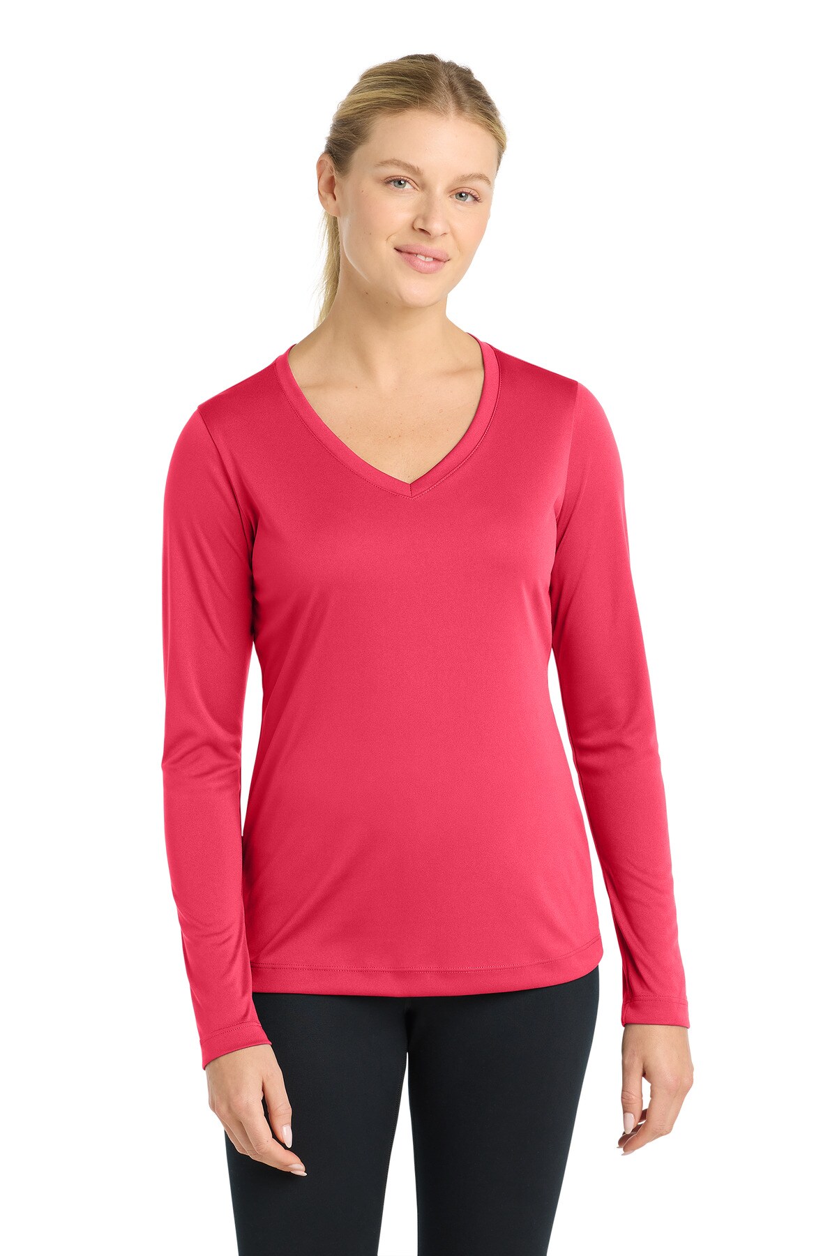 Sport-Tek&#xAE; Women&#x27;s Long Sleeve PosiCharge Competitor V-Neck Tee Lightweight Performance Top