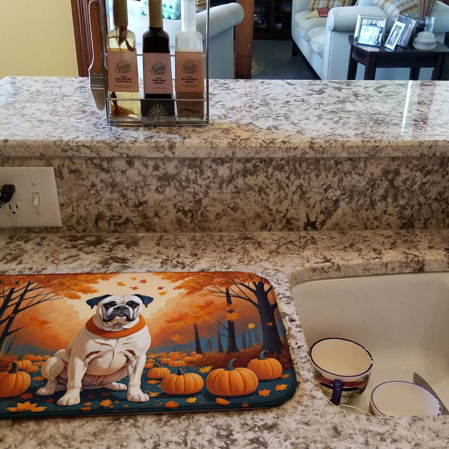 Edge Collections - 14" x 22" - Multicolor - Boxer Dish Drying Mat Absorbent Kitchen Counter Pad - 1 Piece