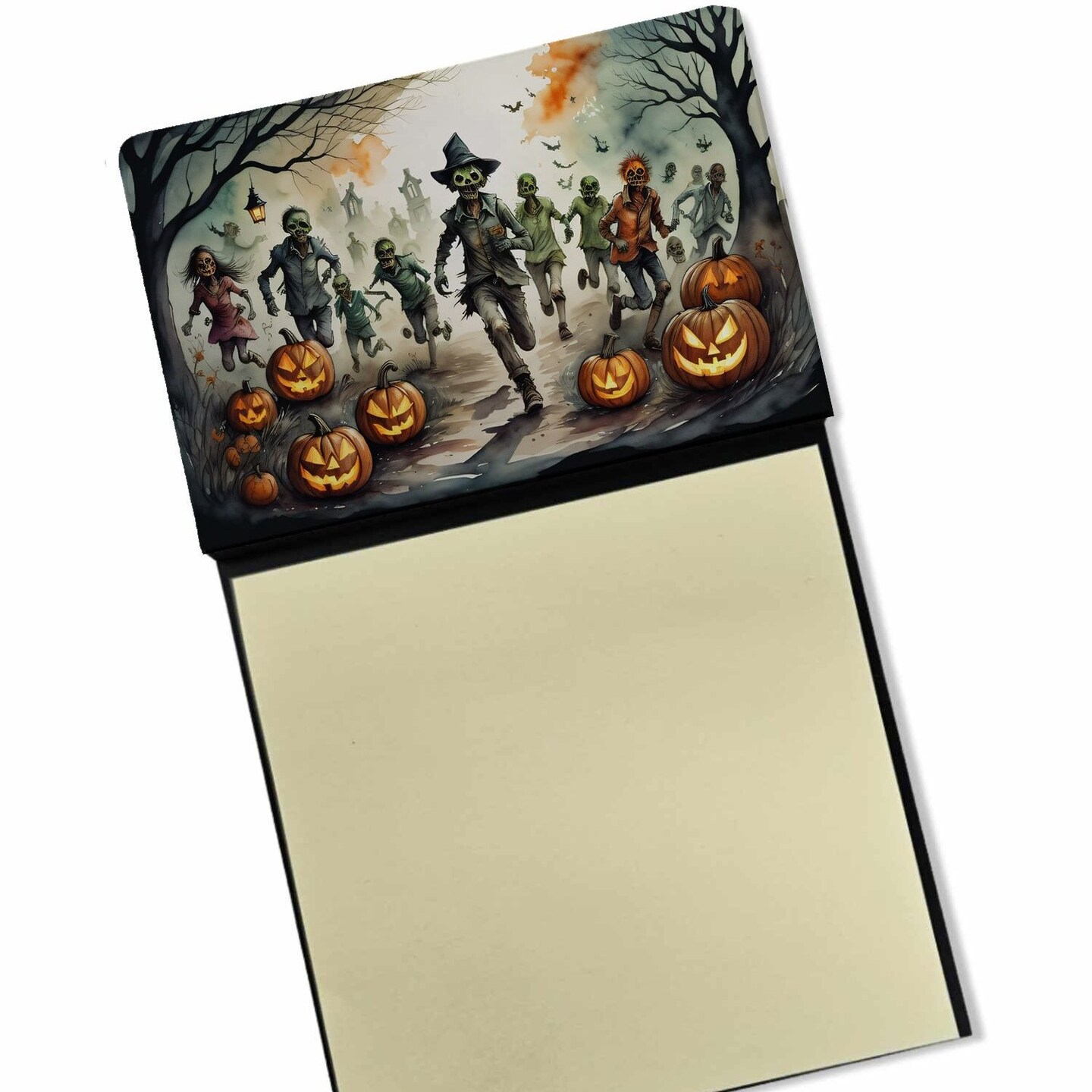 Edge Collections - 3" x 3" - Multicolor - Zombies Spooky Halloween Sticky Note Holder Refillable Dispenser - 1 Piece