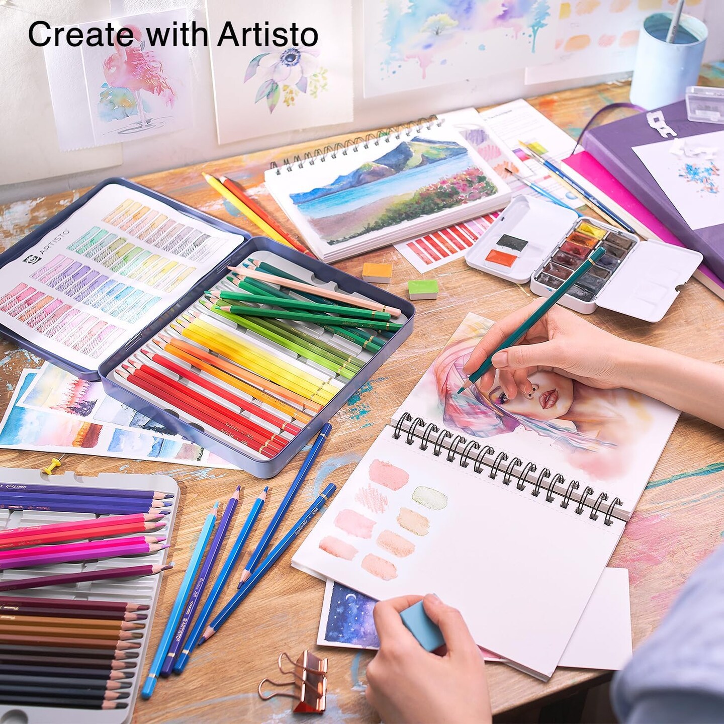 Premium Watercolor Pencils | Set of 48, Quality 3.5mm Soft Core Leads, Water-Soluble Pencils, Perfect for Beginner & Advanced Artists