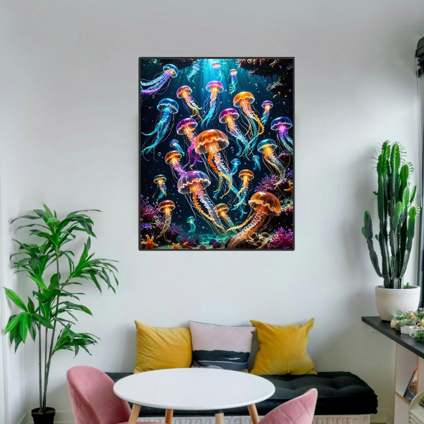 Paint By Numbers Kit For Adults Beginner, Colourful Jellyfish Adult Paint By Number Kits On Canvas Ocean Animal Adults&#x27; Paint-By-Number Kits Diy Oil Painting Kits For Gift Home Wall Decor 16x20 Inch