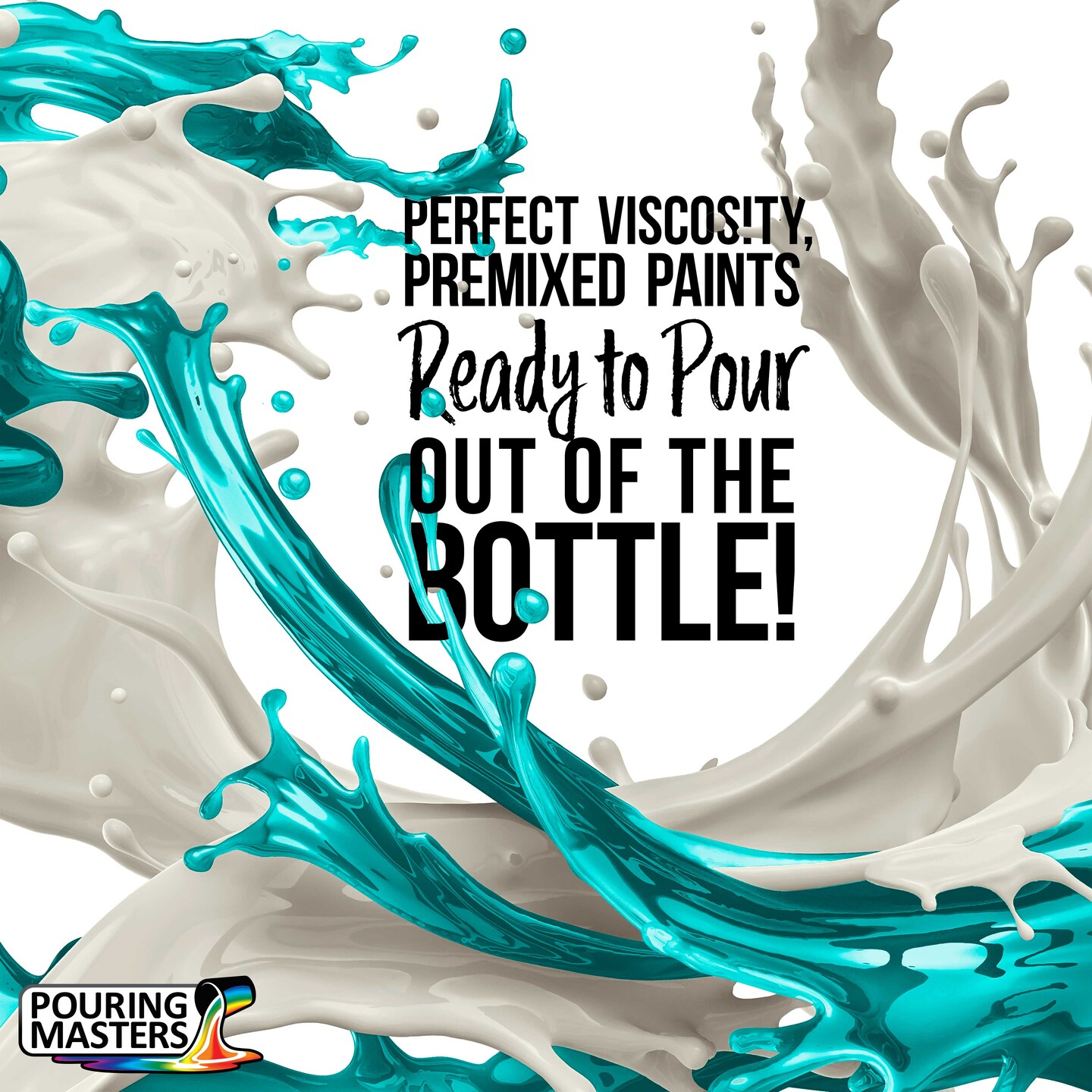48-Color Ready-to-Pour Acrylic Pouring Paint Set: Premium Pre-Mixed, Silicone Oil &#x26; Gloss Medium, 2oz &#x26; 8oz Bottles, for Canvas, Wood &#x26; Crafts