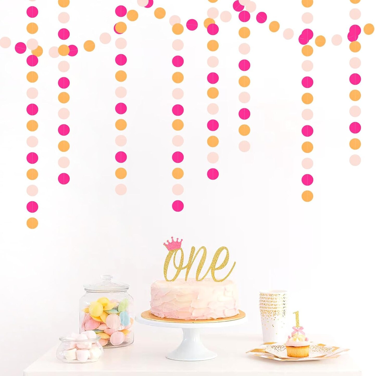 64 ft Hot Pink & Burnt Orange Fall Paper Garland – Birthday, Baby Shower & Wedding Decor