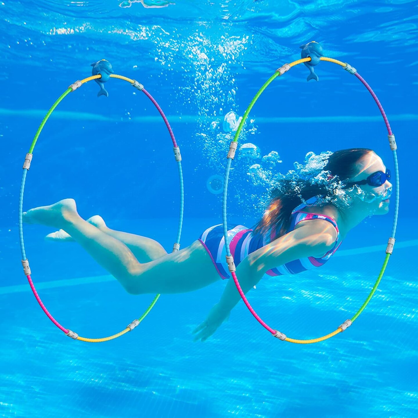 Summer Pool Toys, Fun Swimming Pool Toys for Kids Diving Practice, Floating Toys, Swim Thru Rings