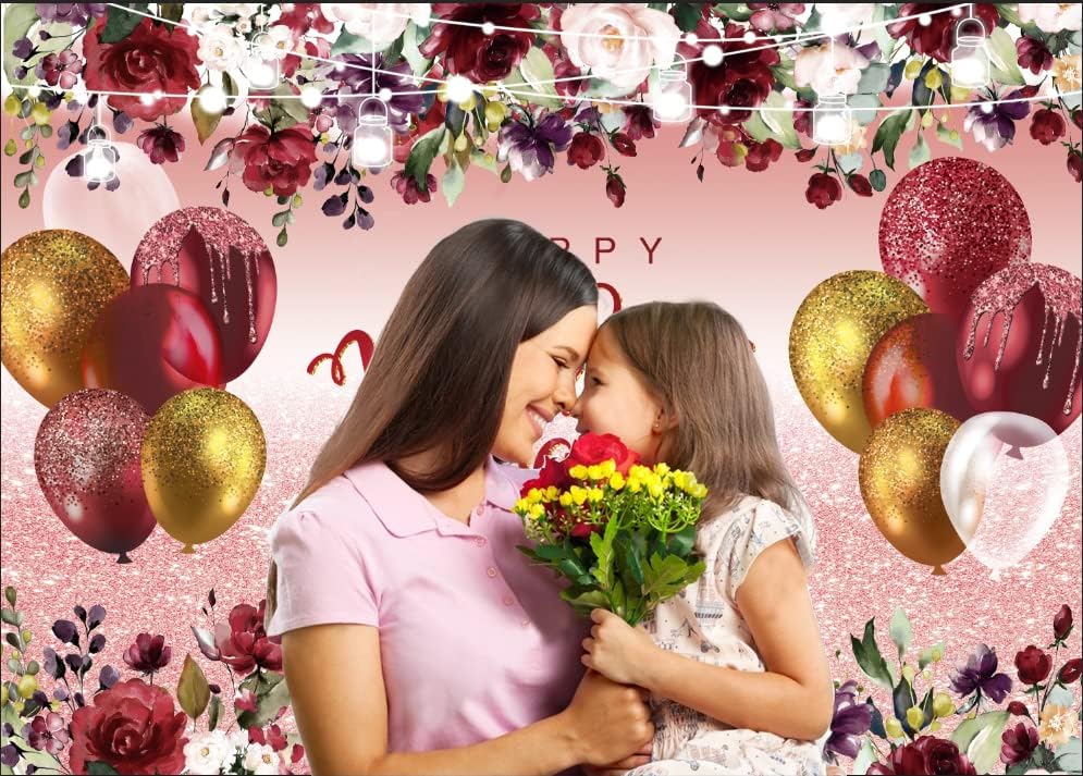 7X5ft Mother's Day Background Flowers Balloons Party Background Mothers Day Party Decoration Banner Happy Mother's Day Background CY-222