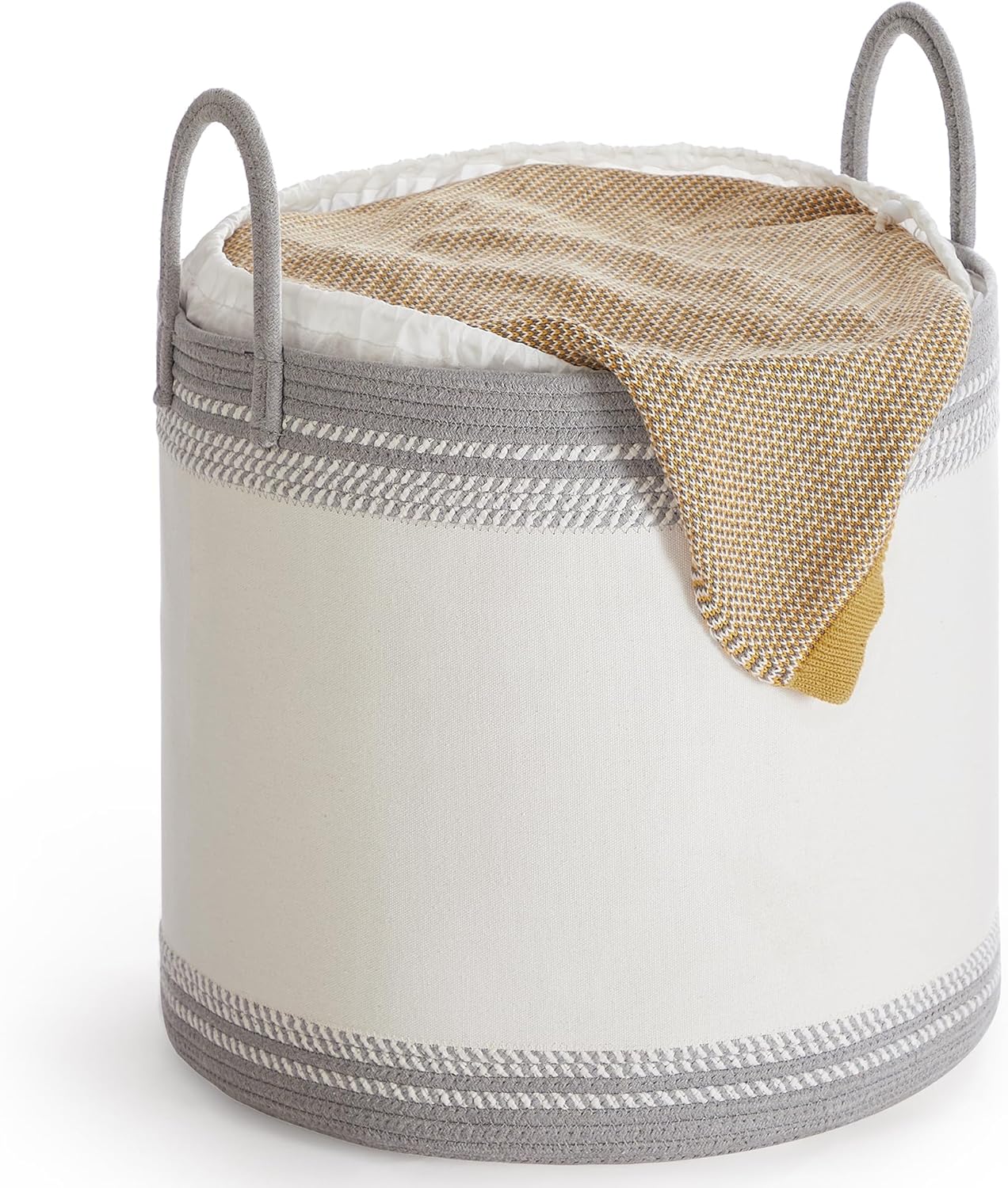 Laundry Hamper 90L, Laundry Basket with Handles, Laundry Bag with Lid, Cotton Rope, Drawstring, for Clothes, Blankets, Living Room, Bedroom, Dove Gray