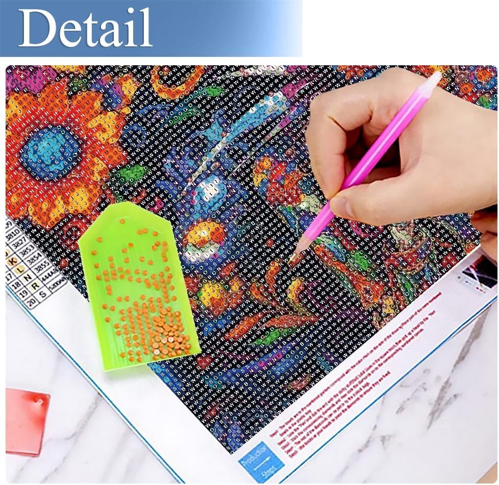 Diamond Painting Kits for Adults - Skeleton DIY 5D Diamond Art Kits Full Drill Halloween Diamond Dots Paintings with Flowers Diamonds Gem Art and Crafts Home Decor 12x16inch