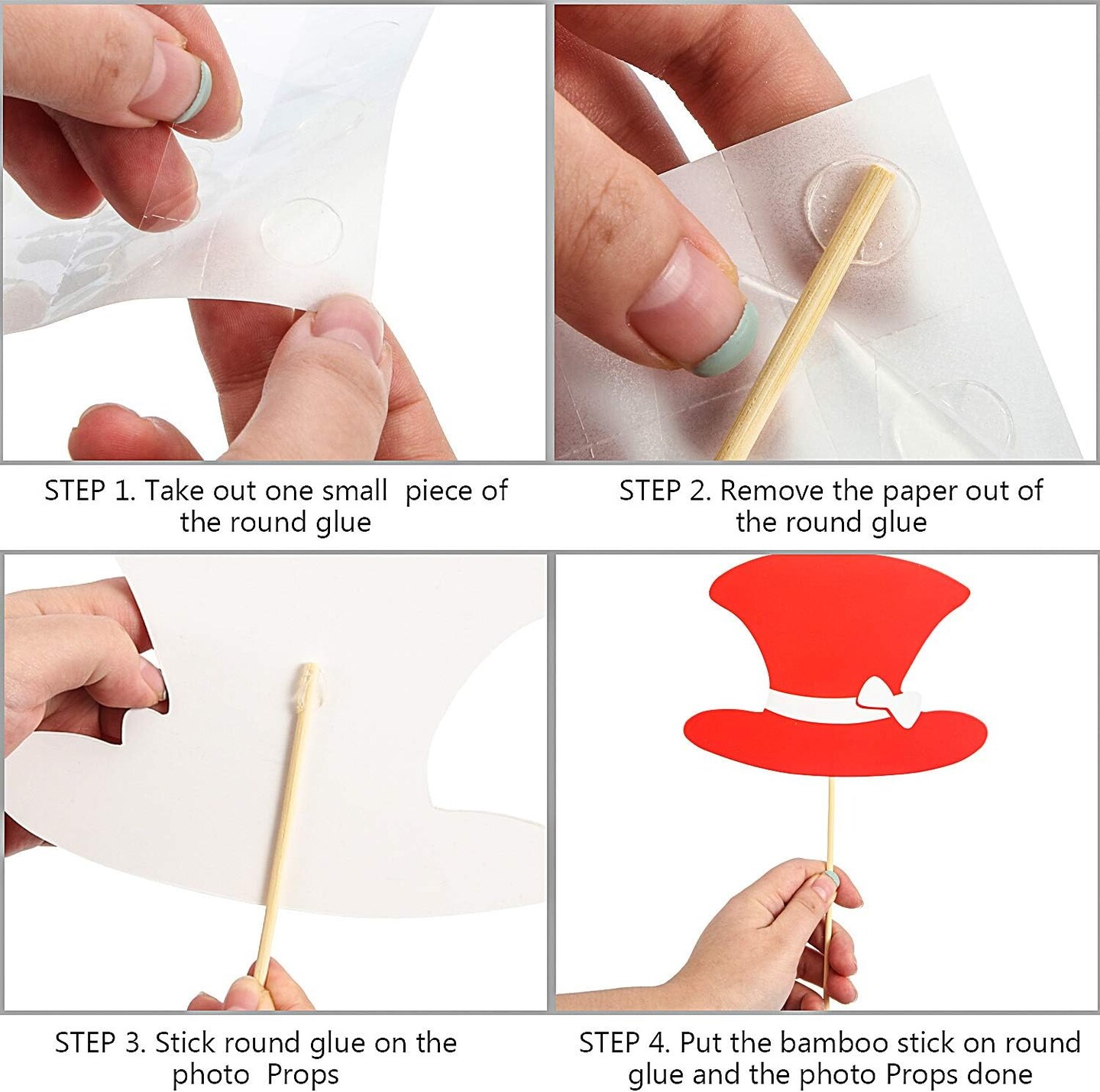 60 Pieces Photo Booth Props DIY Kit Graduation Funny Selfie Props Accessories for Wedding Prom Party Supplies Favors with Mustache on a Stick, Hats, Glasses, Mouth, Bowler, Bowties