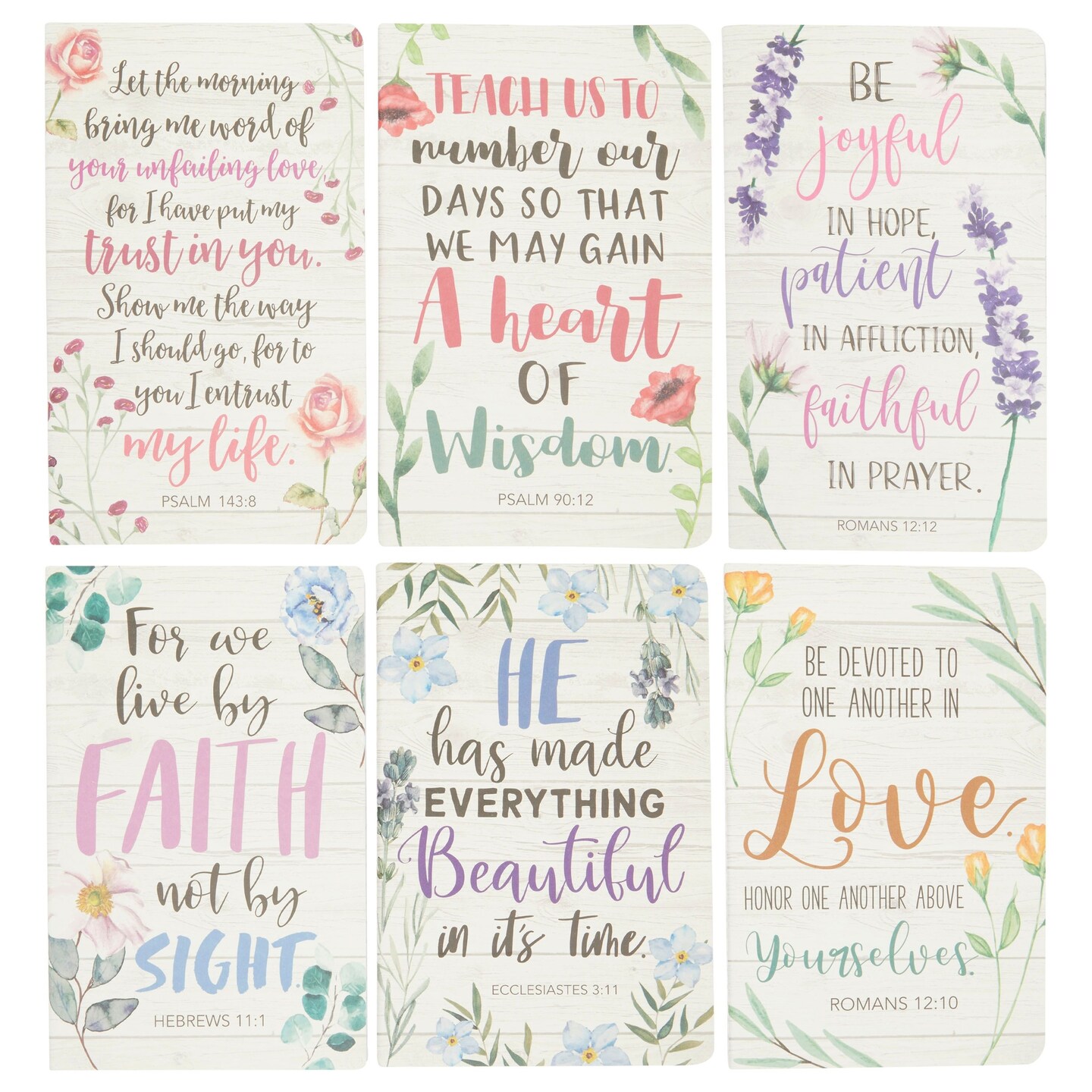 Faithful Finds Journal for Women Faith Prayer Notebooks - 5 x 8 In, 6 Pack, 40 Sheets - Rustic Floral Cover Bible Study Notebook