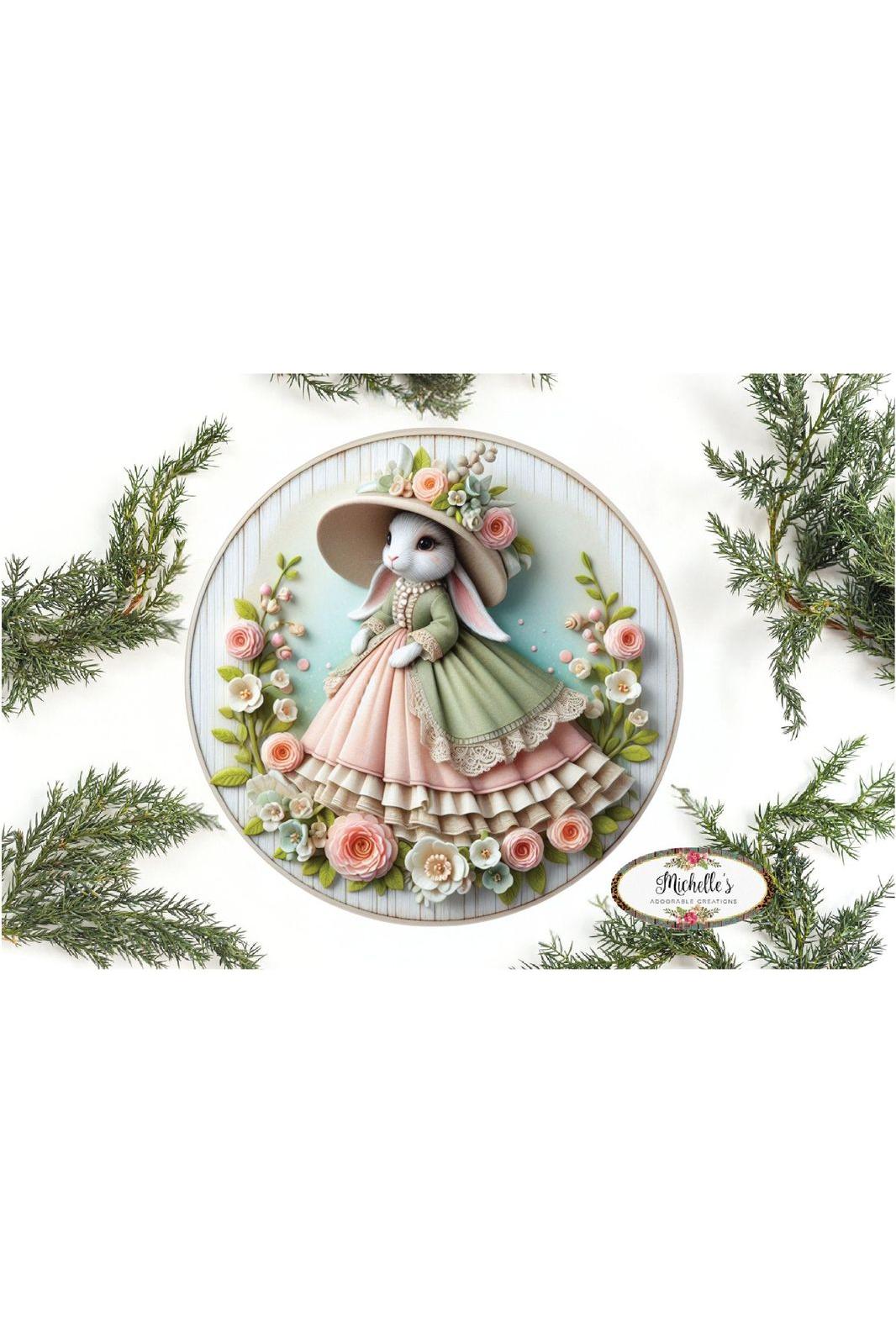 Victorian Easter Bunny Floral Sign