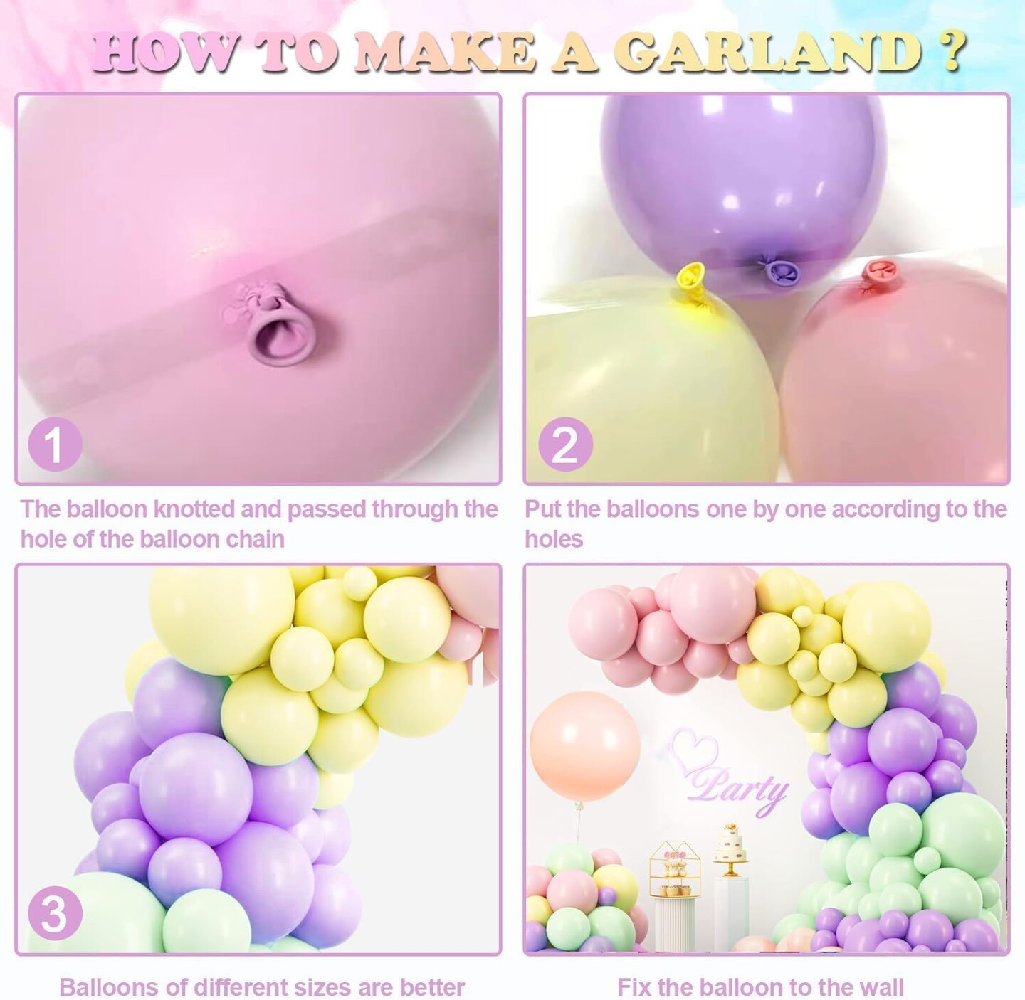 130pcs Pastel Balloons 18&#x22; 12&#x22; 10&#x22; 5&#x22; Macaron Latex Balloon Garland Arch Kit for Birthday Easter Baby Shower Graduation Wedding Gender Reveal Anniversary Party Decorations