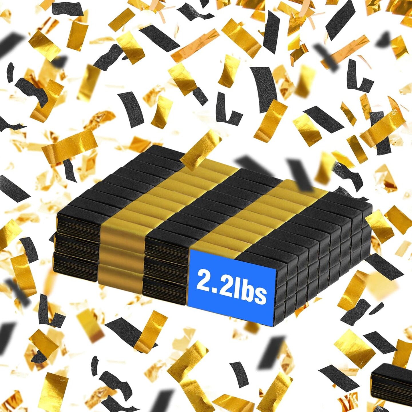 BLACK &#x26; GOLD Confetti Paper - BULK 2.2lbs | 1kg, Biodegradable Tissue Paper, Rainbow Light Weight, Non-Staining Paper, for Events, Crafts, Decorations