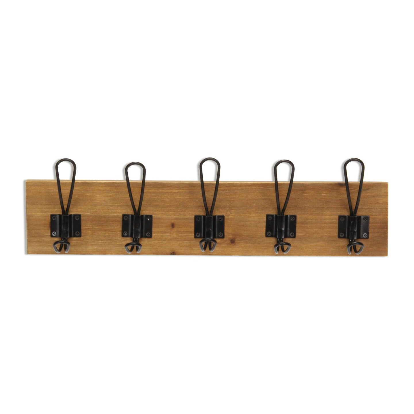 Contemporary Home Living Handcrafted 5 Hook Wood and Metal Coat Rack - 19&#x22;