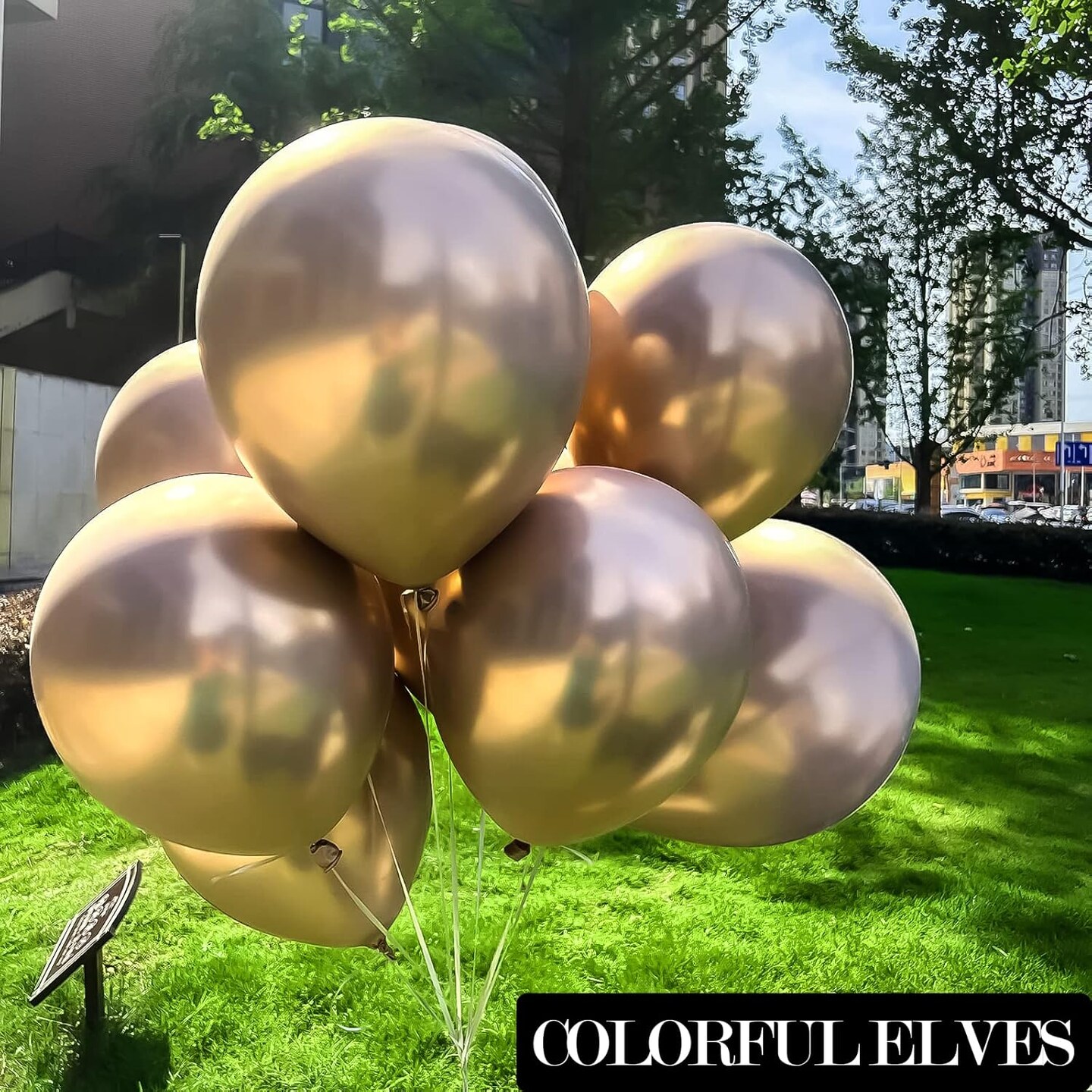 12 Inch 100Pcs Metallic Chrome Champagne Gold Balloons Latex Helium Shiny Thicken Balloon for Birthday Party Wedding Decorations