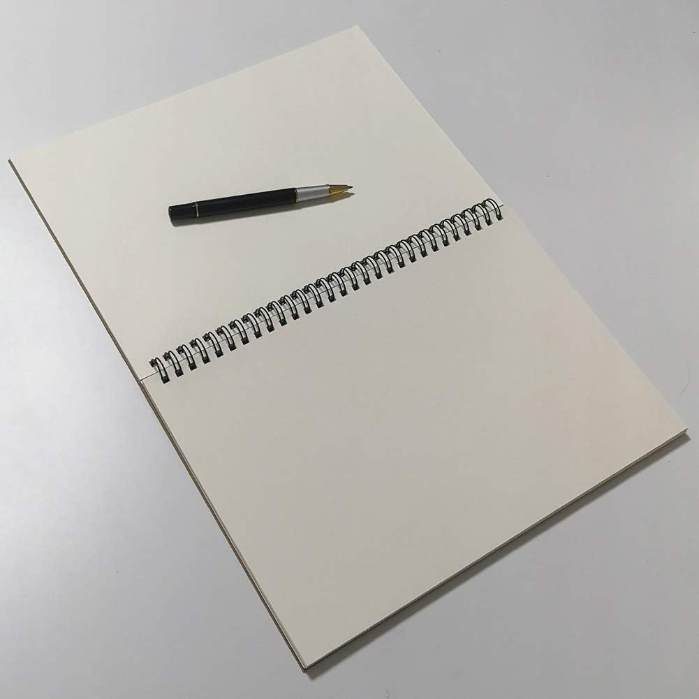 B5 Spiral Notebook/Spiral Journal Unruled/ Sketchbook, 100gsm Thick Blank Paper & Hard Kraft Cover, 65 Sheets (130 Pages), 3-Pack, 10.5" x 7.2", Blue