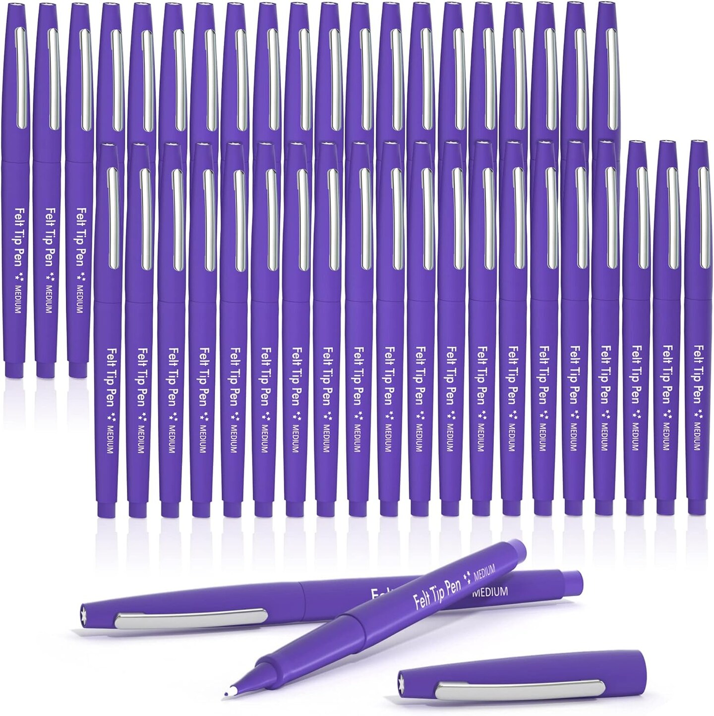 Felt Tip Pens, 40 Purple Pens, 0.7mm Medium Point Felt Pens, Felt Tip Markers Pens for Journaling, Writing, Note Taking, Planner, Perfect for Art Office and School Supplies