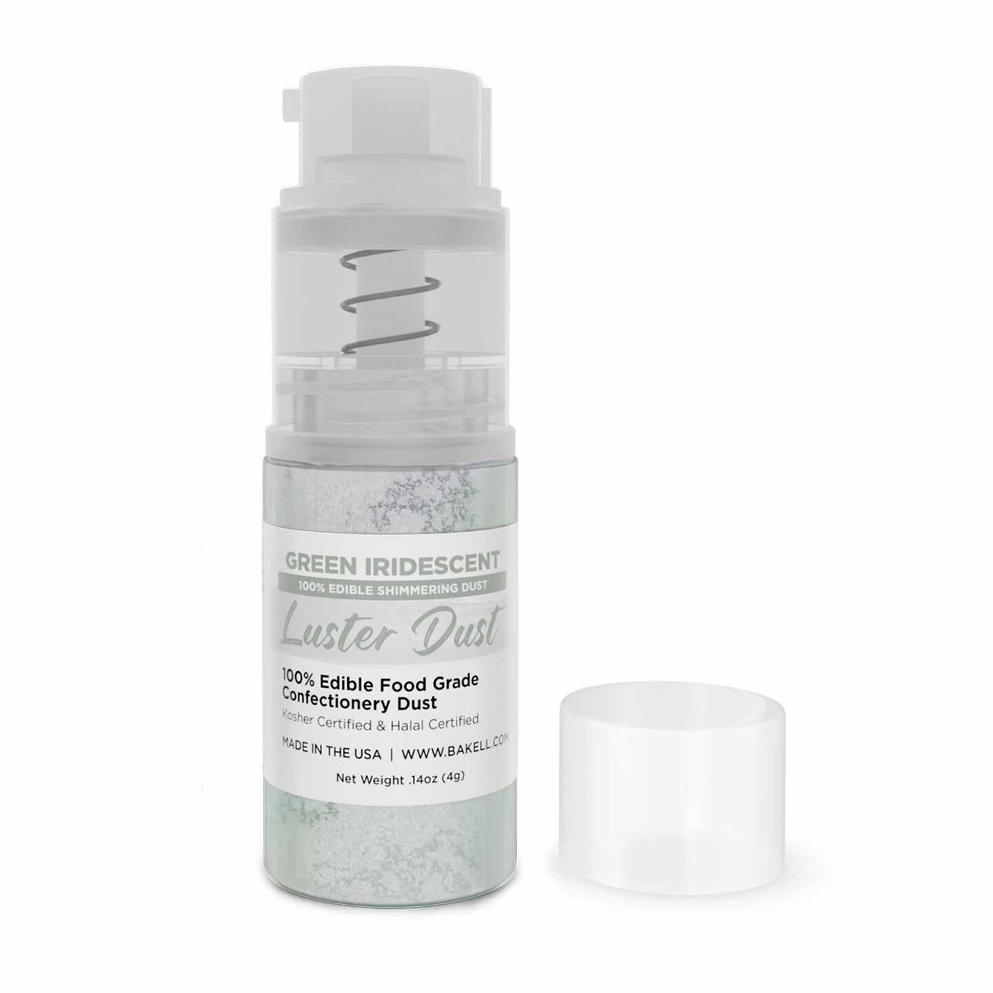 Bakell - Green Iridescent Luster Dust (4g, 1x Pump) Edible Vegan Dust & Paint for Baking, Desserts and Beverages