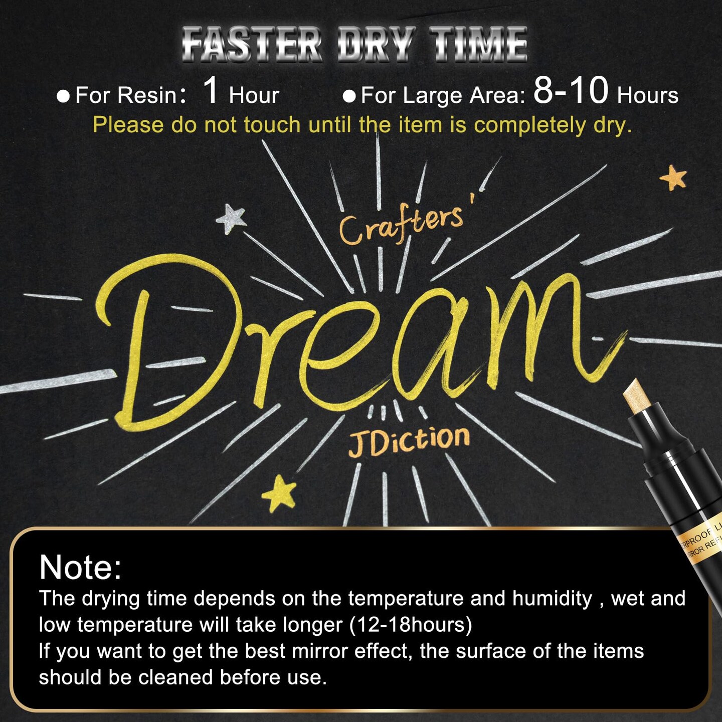 JDiction Metallic Permanent Markers, 7 Colors Glitter Metallic Markers, High Gloss, Waterproof, Scrapbook Supplies, Resin Crafts Supplies, Metallic Paint Pens for Crafts, DIY, Painting