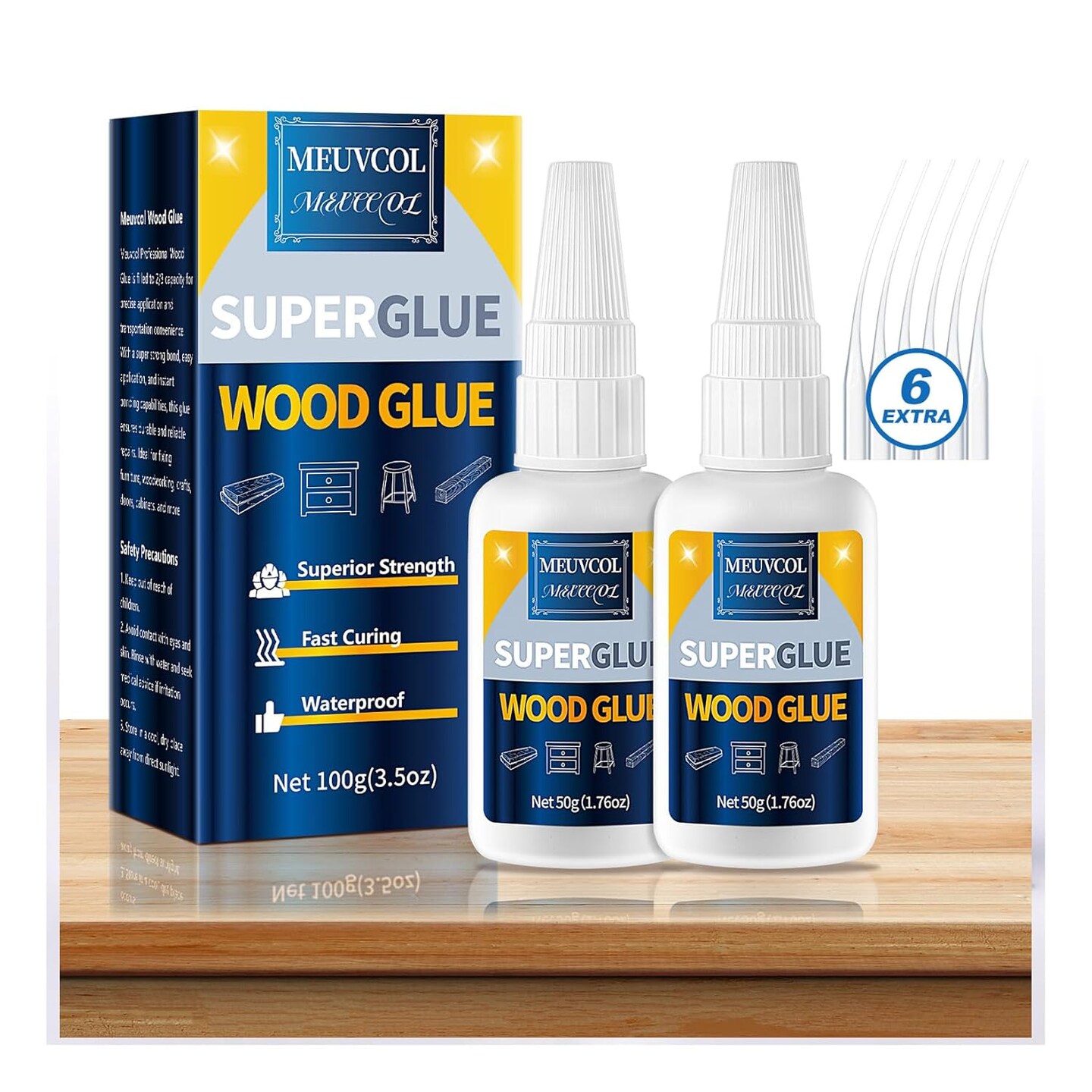 Wood Glue,Extra Strong Wood Glue for Woodworking,100g Fast Drying Super Glue for Wood,Clear Wood Glue for Furniture Heavy Duty,Furniture Glue for Garden, Crafts, DIY, Balsa,Interior &#x26; Outdoor