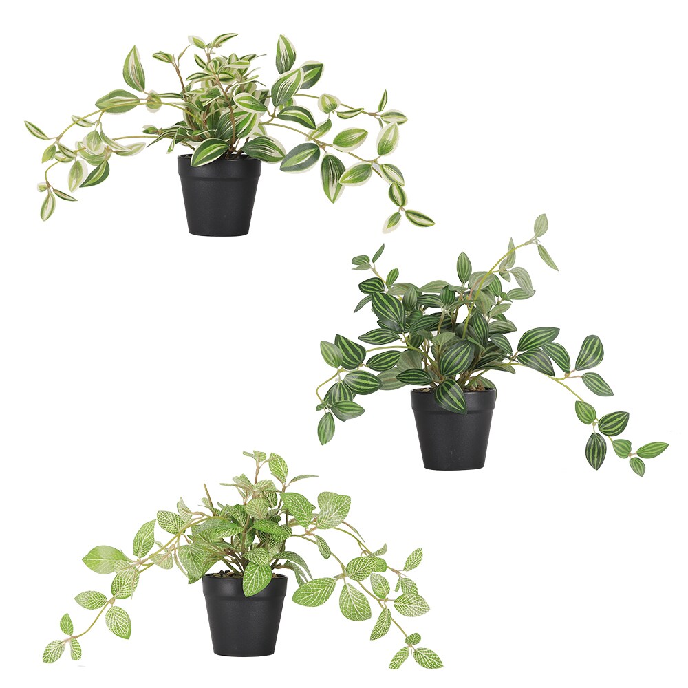 3 Packs Fake Plants Indoor with Black Plastic Pot - Realistic Artificial Potted Plants for Home, Office, Bathroom, Desk, Shelf, Living Room &#x26; Bathroom D&#xE9;cor