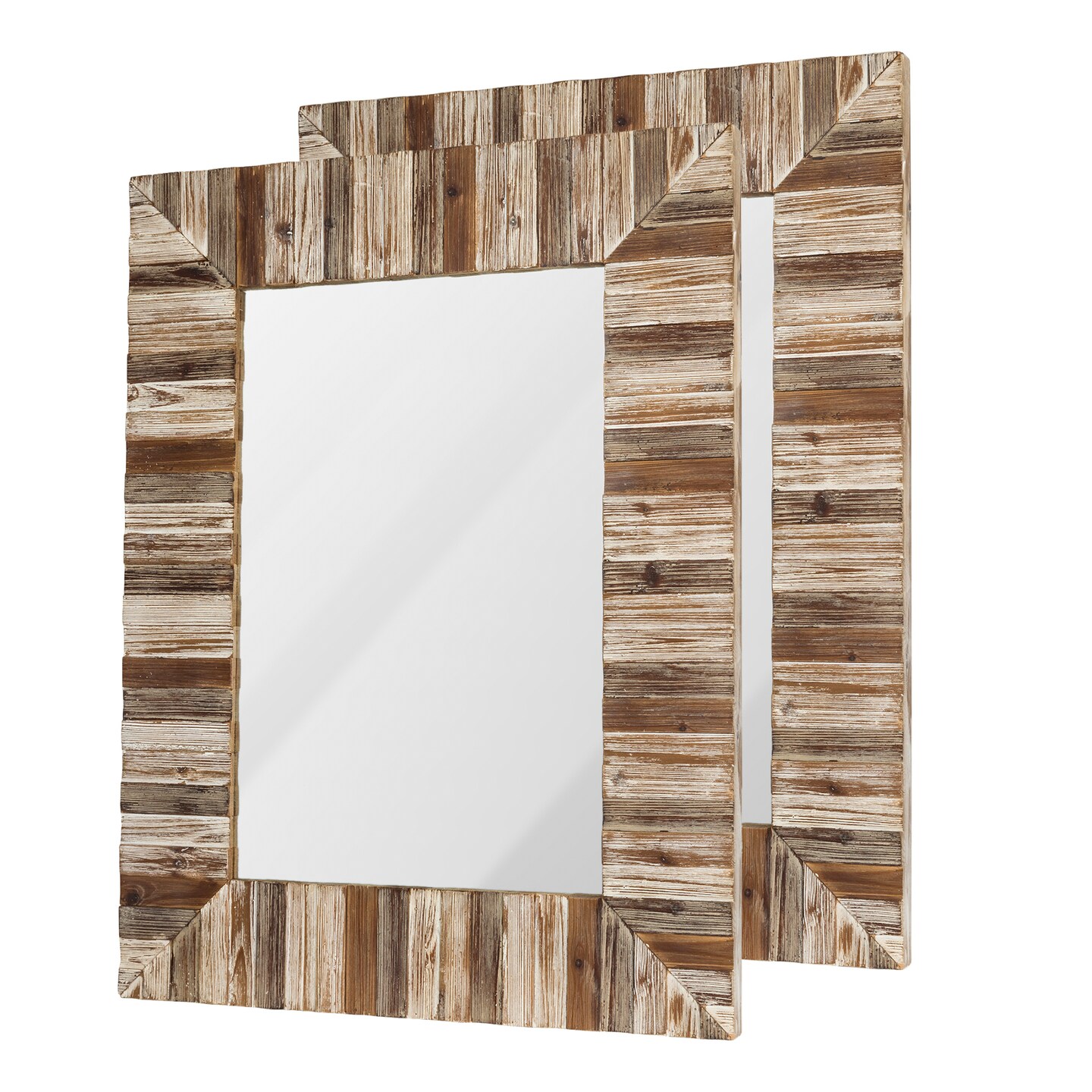 Set of 2 40&#x22;&#xD7; 30&#x22; Farmhouse Rectangle Wooden Frame Wall Mirror Bathroom-vanity Drawing Room Decor