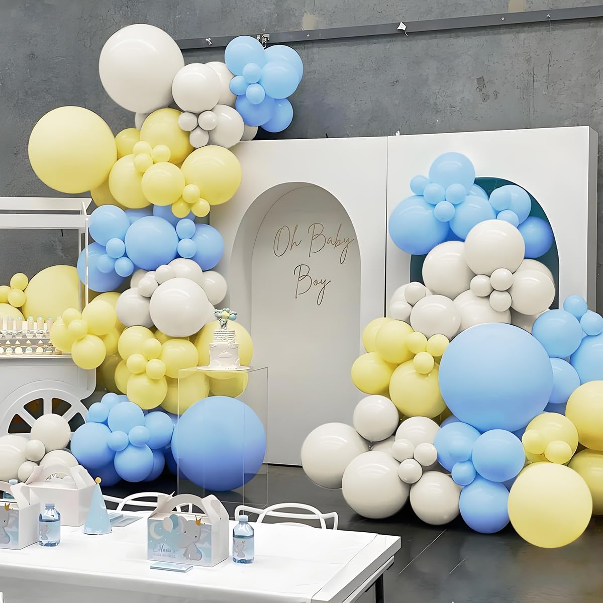 160Pcs Latex Balloons Pastel Yellow Blue White Balloon Garland Arch Kit