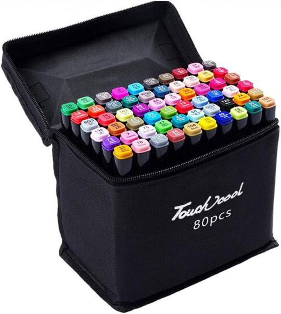 80 Colors Alcohol Based Art Marker Set Dual Tipped Twin Marker Pens with Black Carrying Case