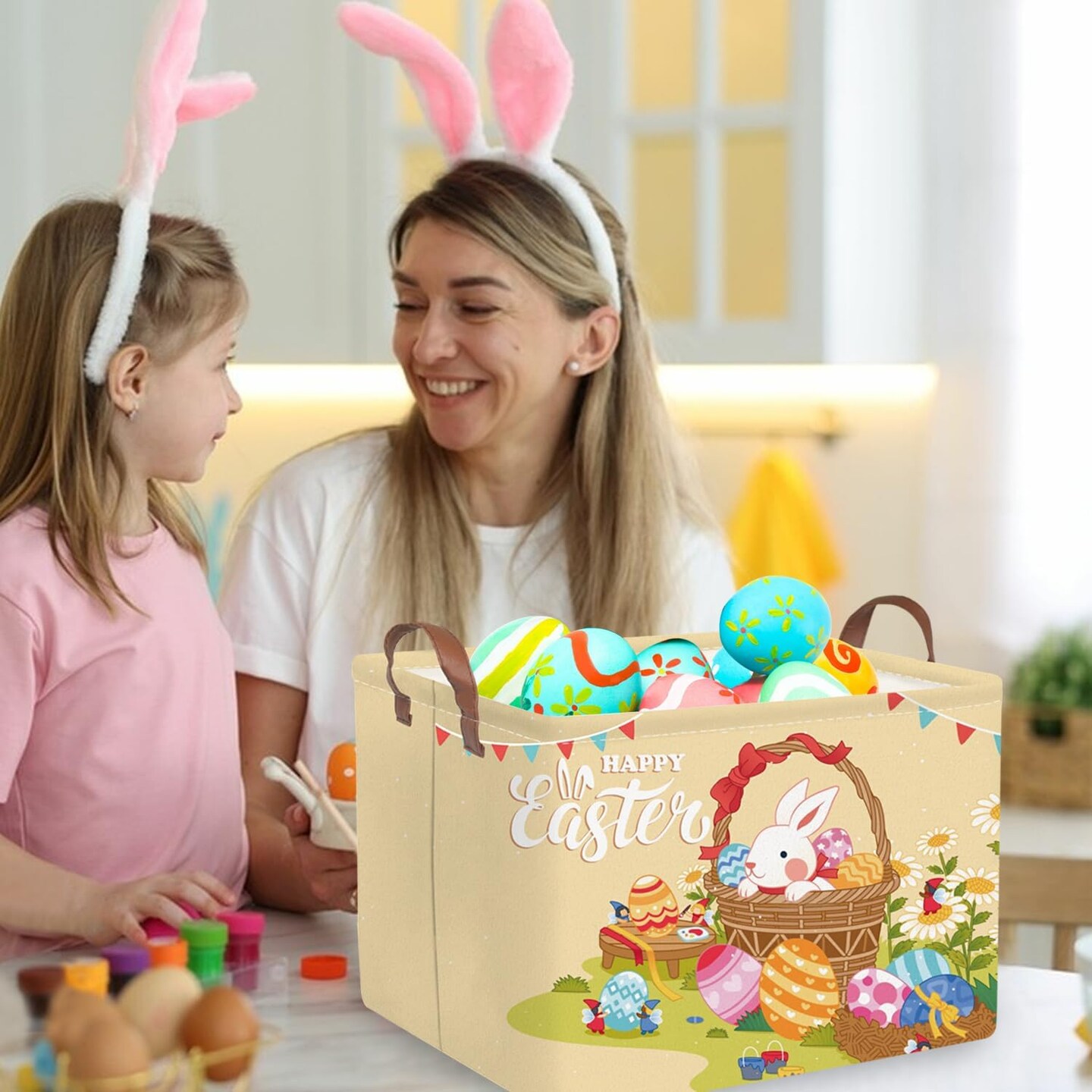 Easter Rectangular Easter basket, Easter gift basket, Nursery Hamper, Collapsible waterproof baby toy storage box for Kids,Toy Organizer,Easter Home Decor,Gift Baskets