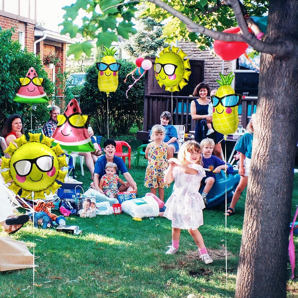 Jumbo Cool Smile Face Sun With Sunglasses Balloons, Unique Gold Sunshine Cute Sun Helium Mylar Balloon For Summer Theme Party