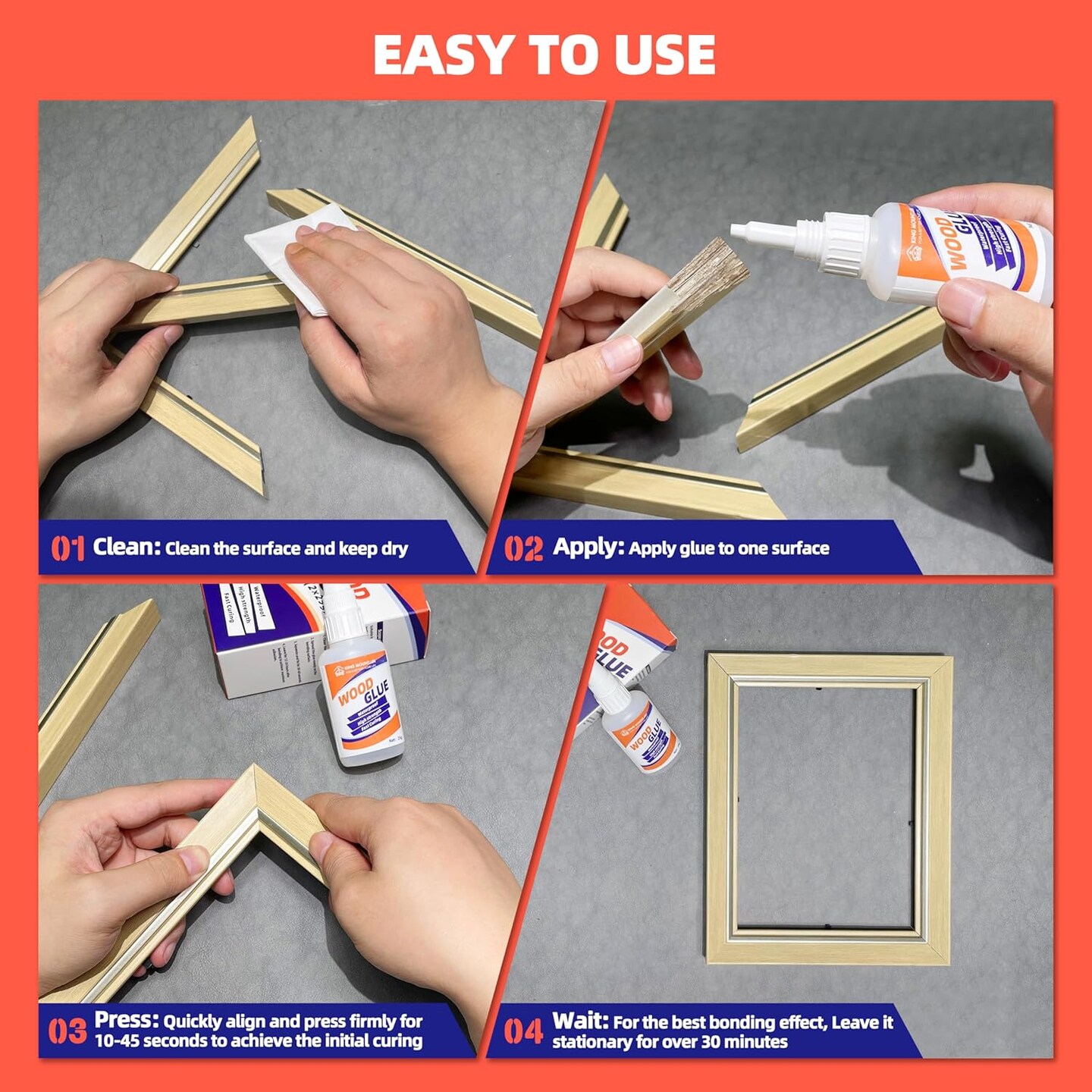 Wood Glue for Woodwork - High Strength Fast Drying Clear Glue, Low Odor - 25g - Suitable for Furniture, Garden, Crafts, DIY, Metal to Wood