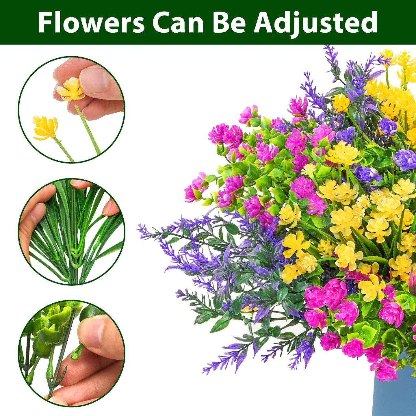24 Bundles Summer Bushes Artificial Flowers for Outdoors