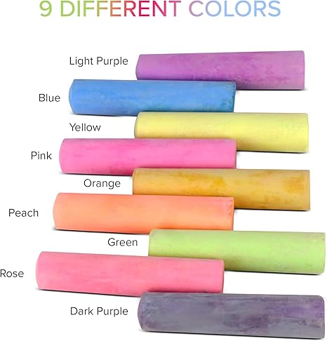Non Toxic Sidewalk Chalk Bucket (24 Count) - Washable Colored Chalk Bulk Set for Kids and Toddlers Outdoor Games