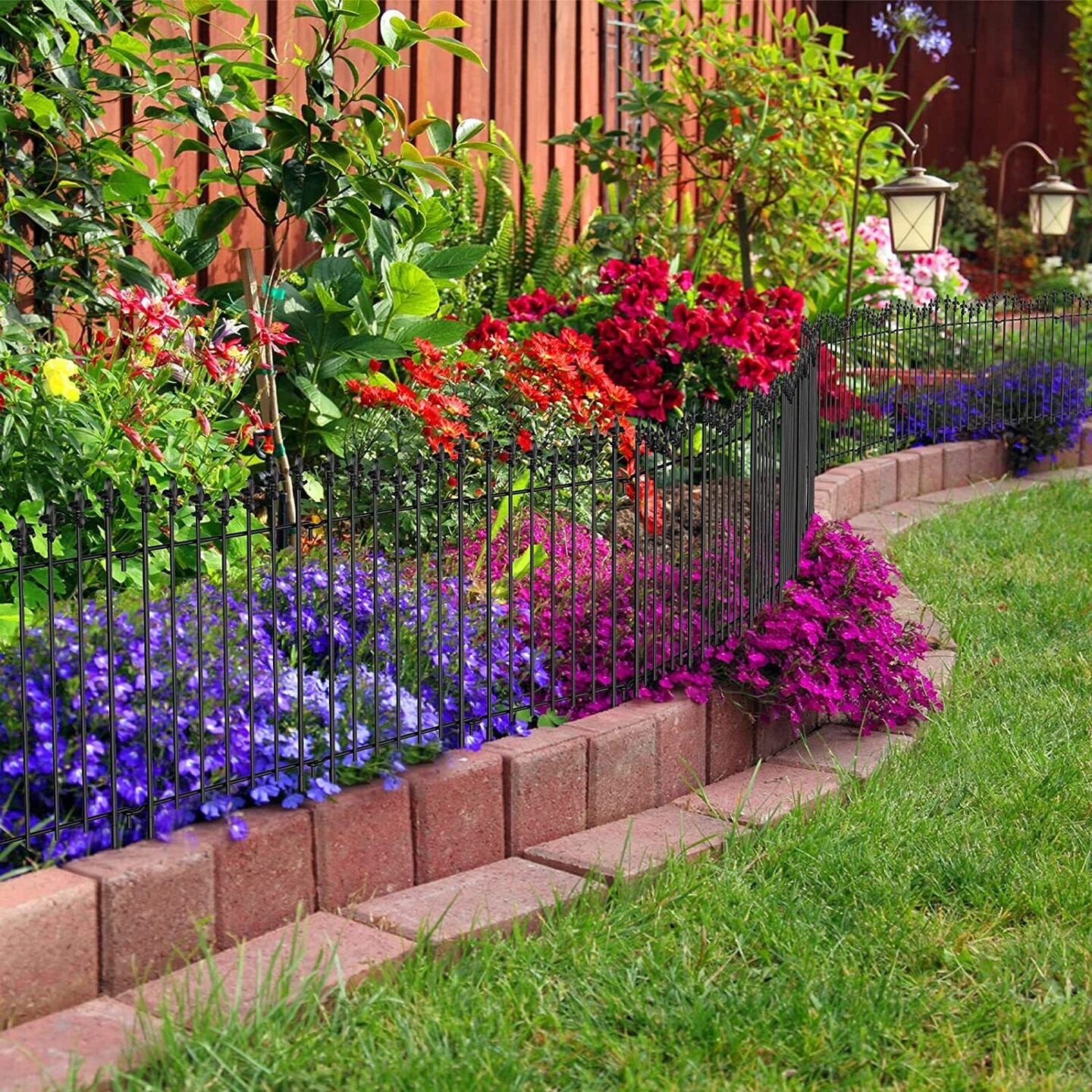20 Pack Decorative Garden Fence Panels - 24in H, 20ft L Rustproof Animal Barrier for Dogs, Vinyl-Coated Metal Outdoor Border (Interlocking Design, Easy Install)