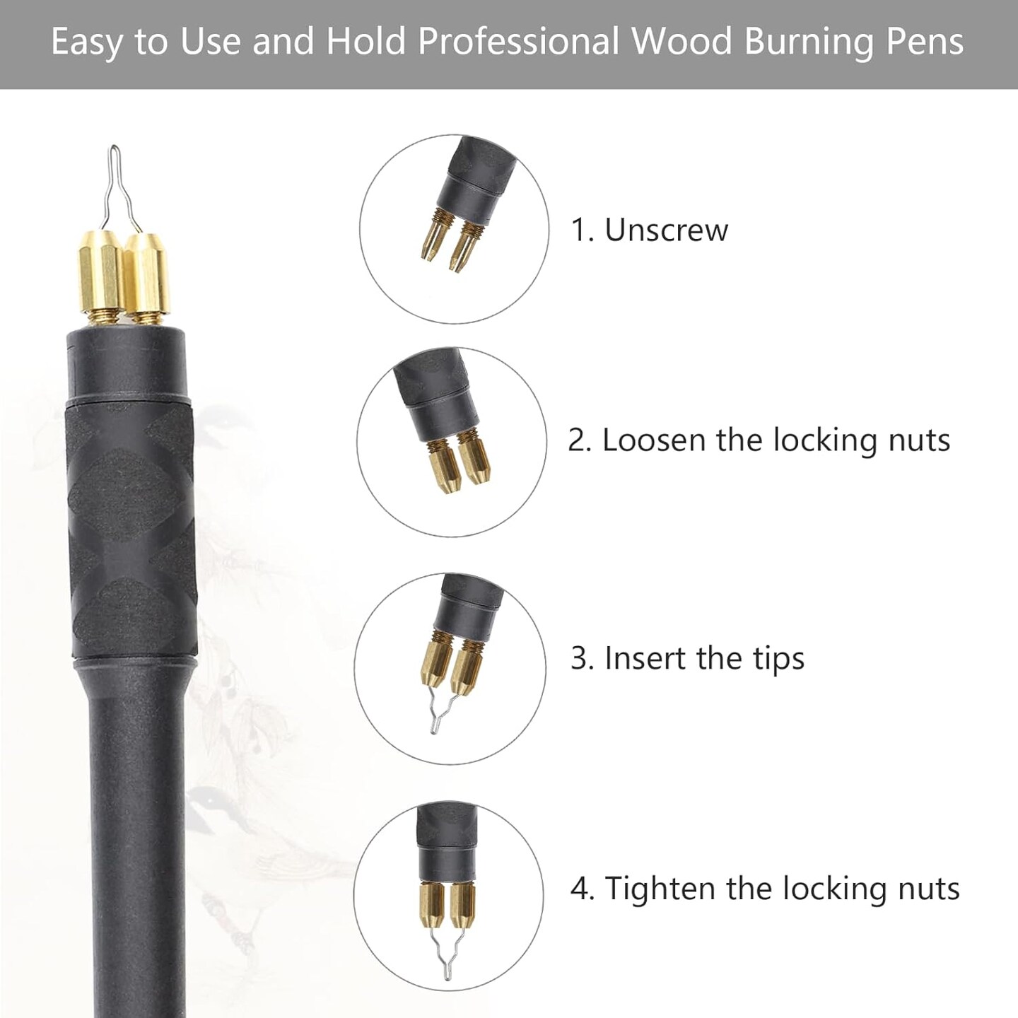 Professional Wood Burning Kit – Single Pen, 20 Tips, Case & 5 Stencils.