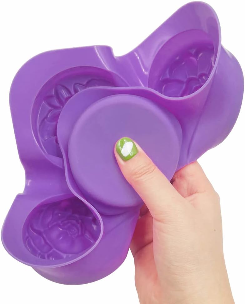2 PCS Silicone Soap Molds, 4 Cavity Sun &#x26; Moon Face Molds and 4 Cavity Flower Shapes Molds, for DIY Soap