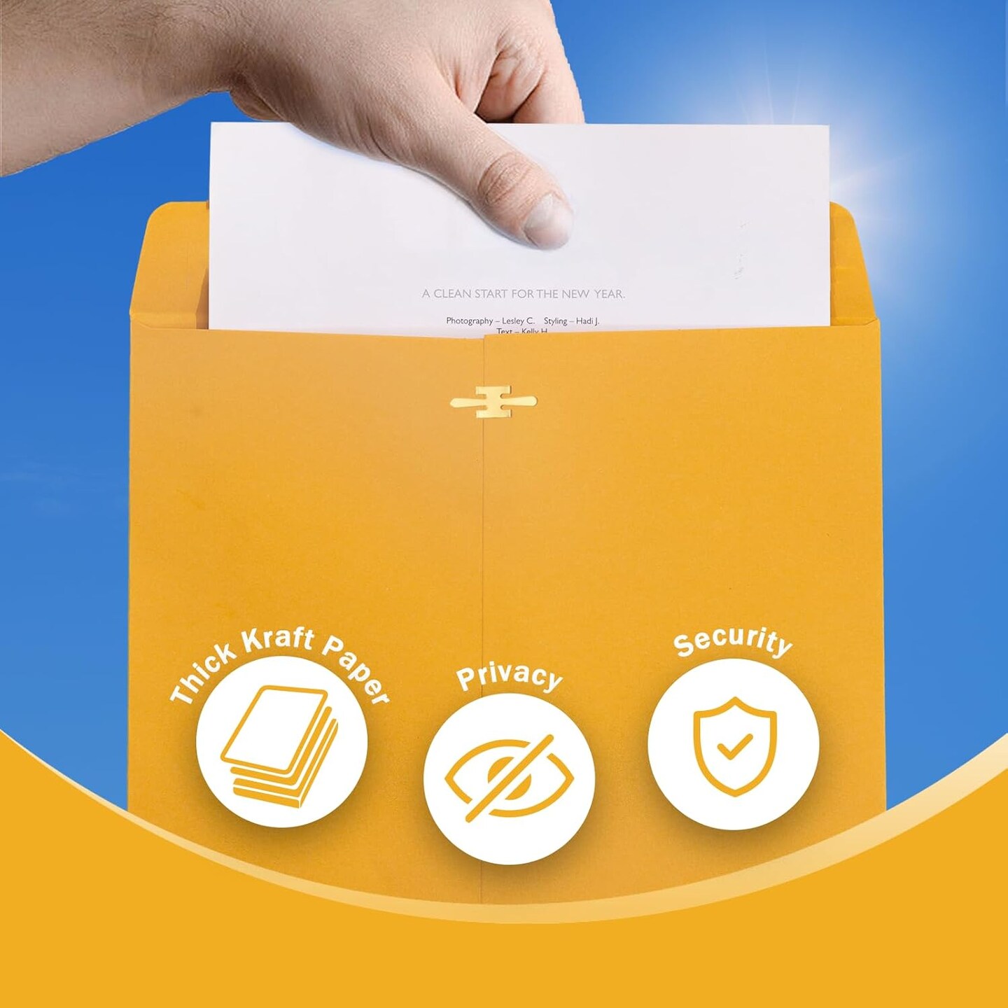 10x13 Clasp Envelopes 20 Pack, Large Brown Yellow Manilla Envelopes 10x13 with Clasp and Gummed Seal for Office - 100GSM Kraft Paper 13"L x 10"W