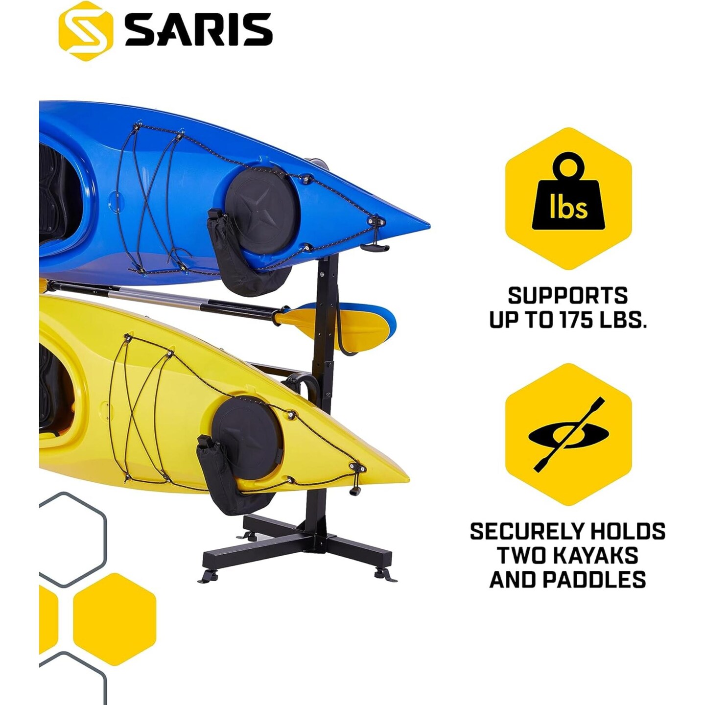 Saris Kayak Storage Rack, Freestanding Kayak Rack for Two-Kayak, SUP, Canoe & Paddleboard