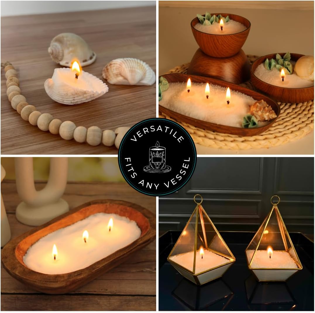 Snow Pearled Candle with Wicks | Sand Candle Wax kit | 10lbs of Candle Sand with 50 Wicks Included | Unscented Powder Candles for Candle Making, Weddings, and Parties