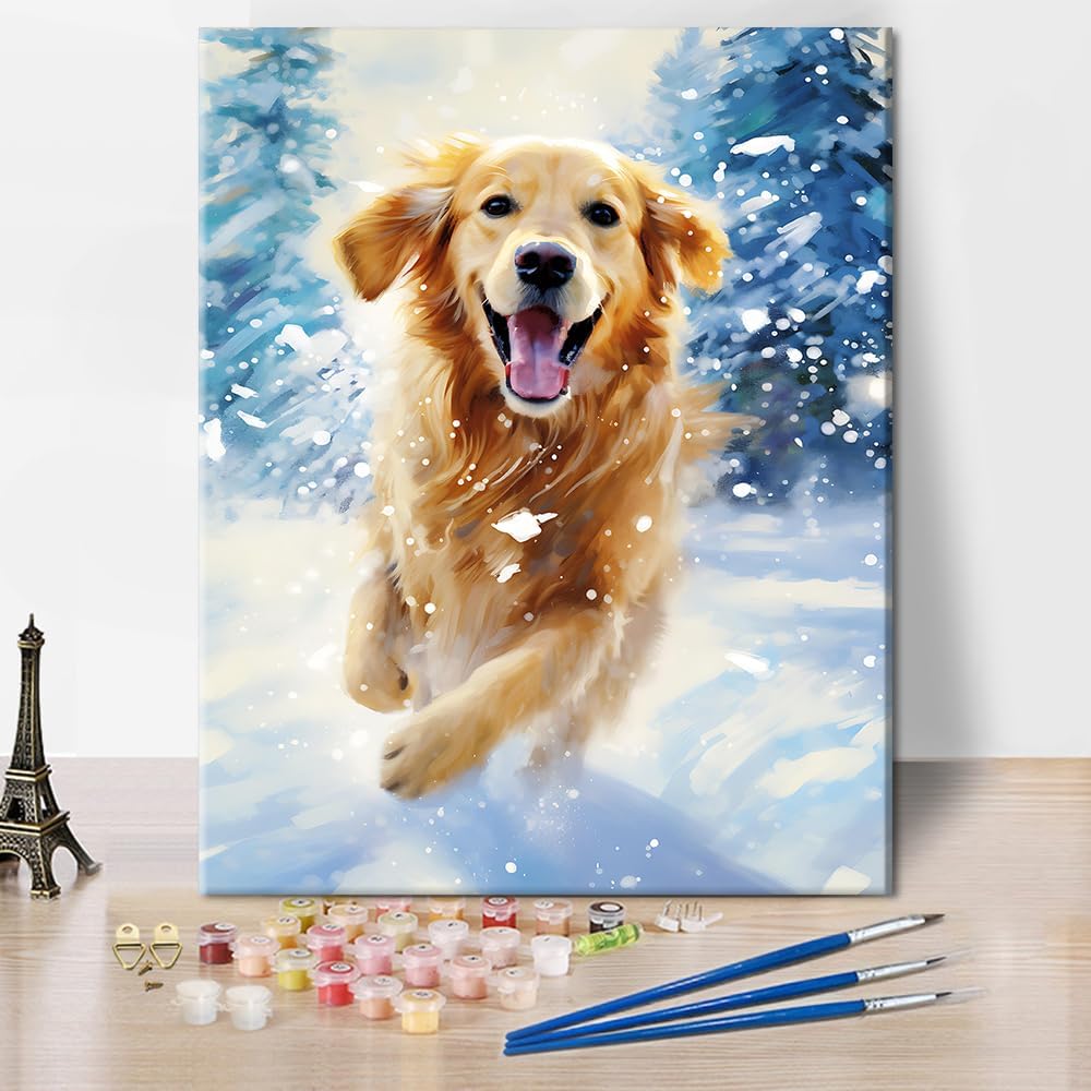 Paint by Numbers for Adults Kids Beginner Golden Retriever Paint by Number Kit Dog Adult Paint by Number Kits On Canvas Acrylic Paint